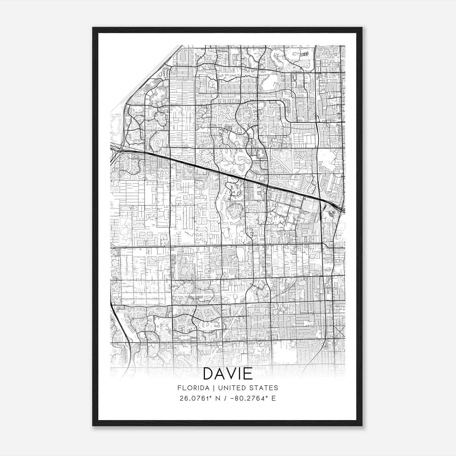 Davie Florida Map Poster Modern - A49d64ed45ab156c8280dd142223218f