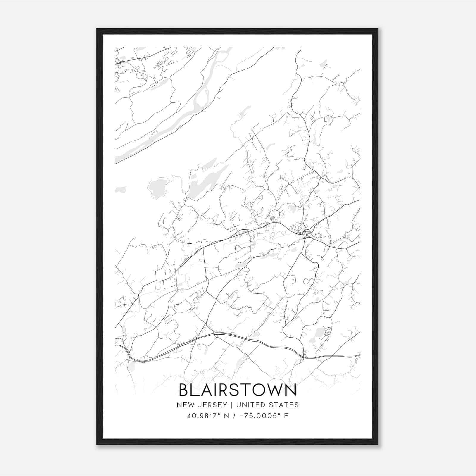 Blairstown New Jersey Map Poster, Modern Home Decor Wall Art Print