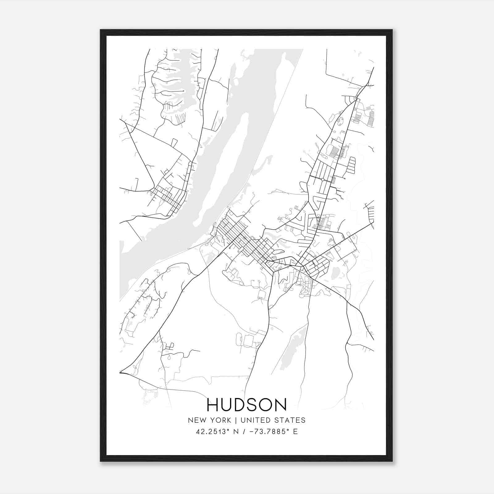 Hudson New York Map Poster, Modern Home Decor Wall Art Print