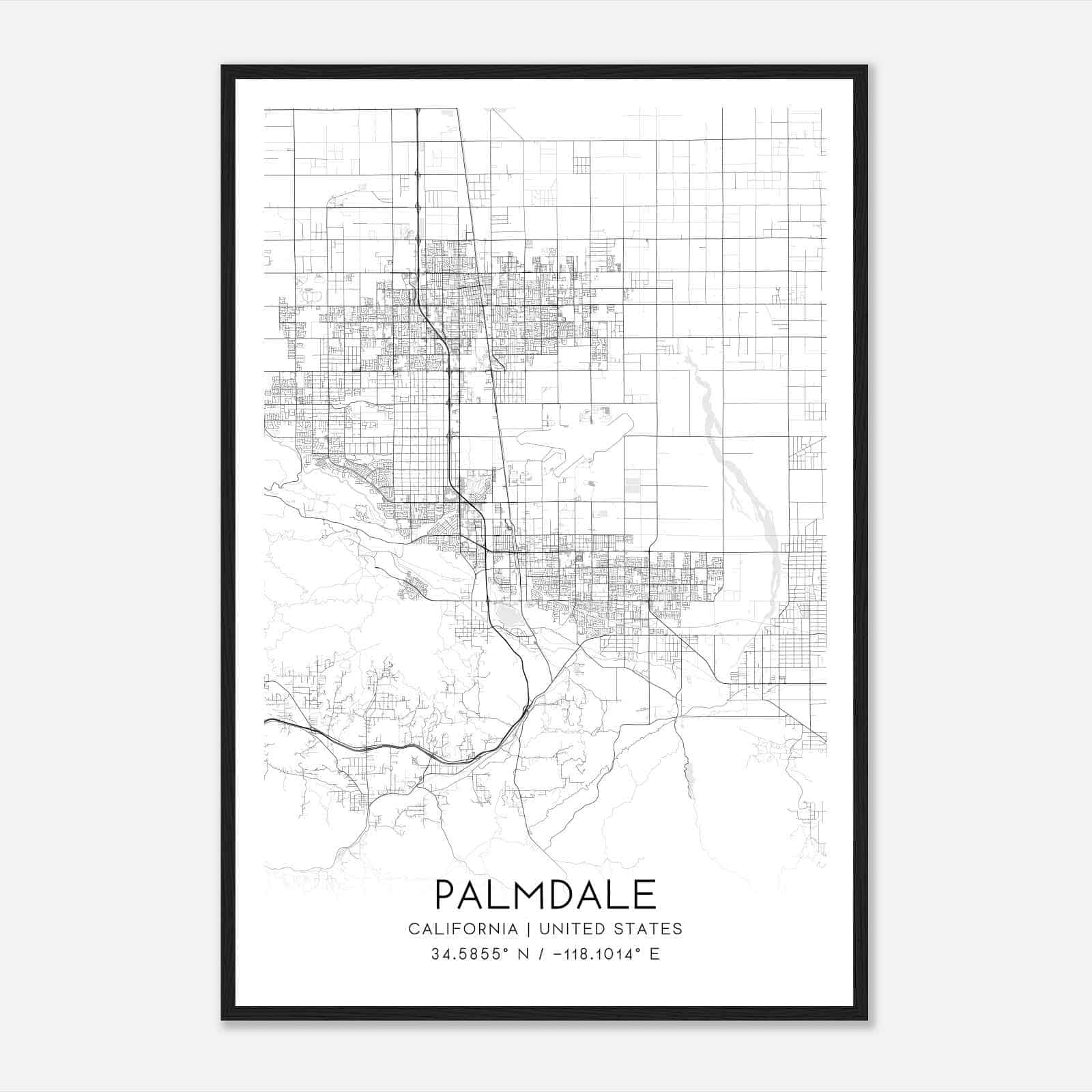 Palmdale California Map Poster, Modern Home Decor Wall Art Print Palmdale California Map Poster, Modern Home Decor Wall Art Print