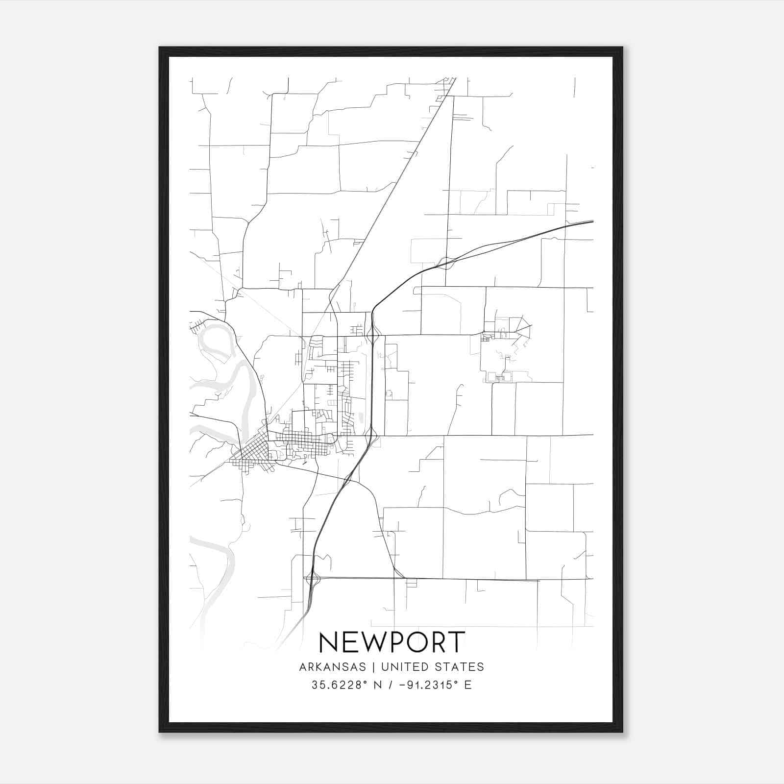 Newport Arkansas Map Poster, Modern Home Decor Wall Art Print