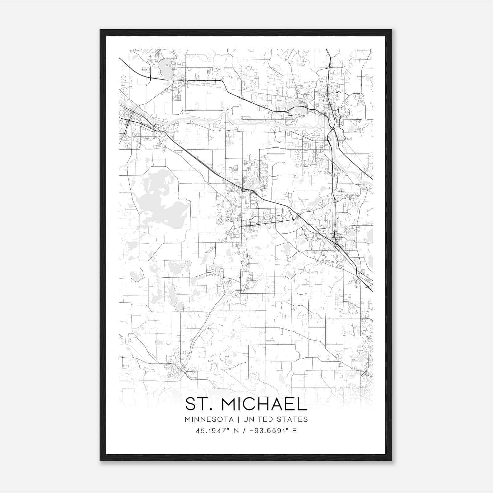 St. Michael Minnesota Map Poster, Modern Home Decor Wall Art Print