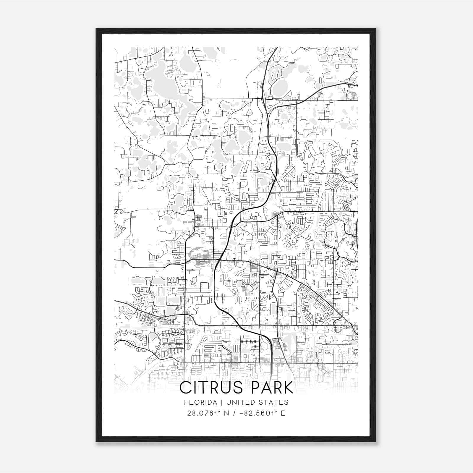 Citrus Park Florida Map Poster, Modern Home Decor Wall Art Print