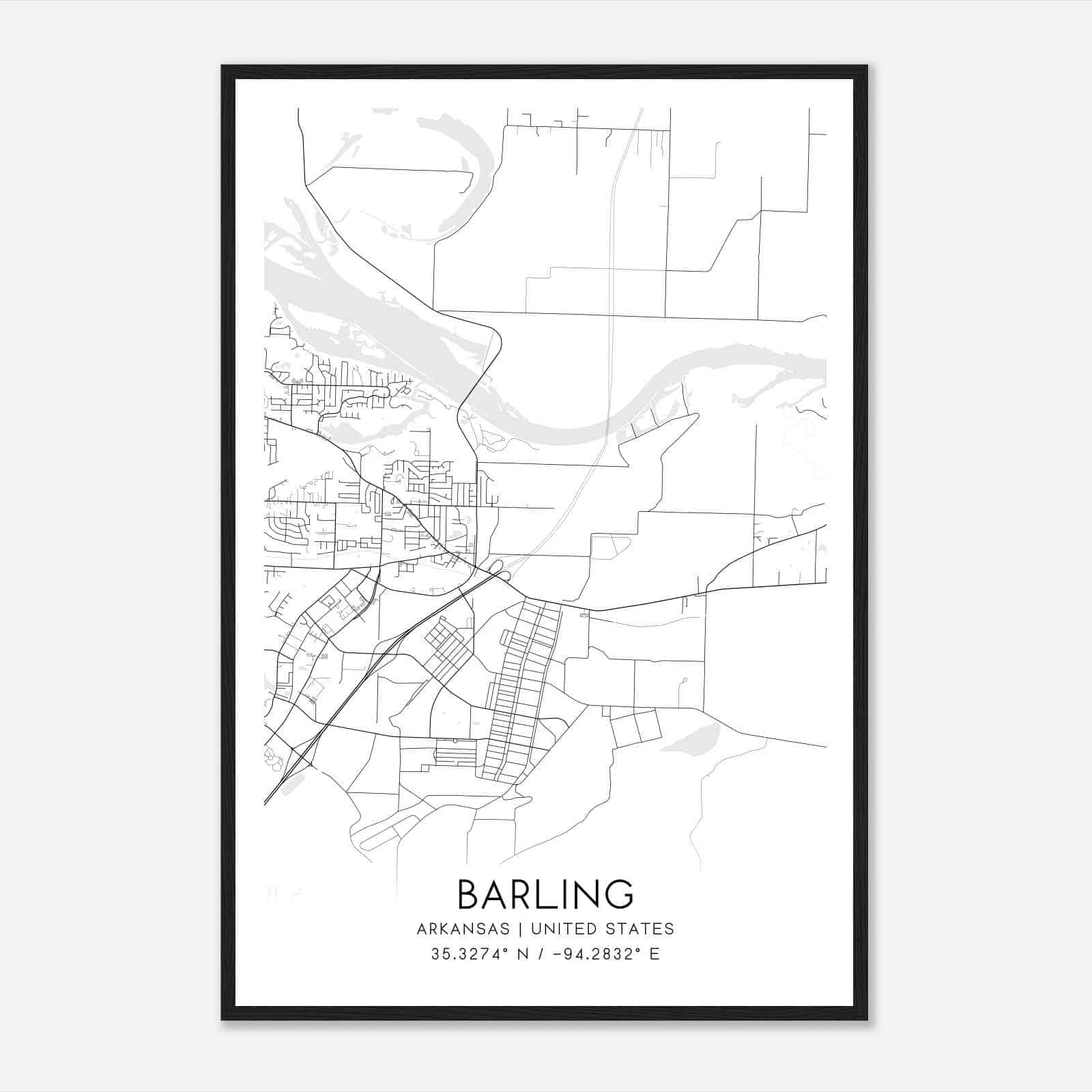 Barling Arkansas Map Poster, Modern Home Decor Wall Art Print