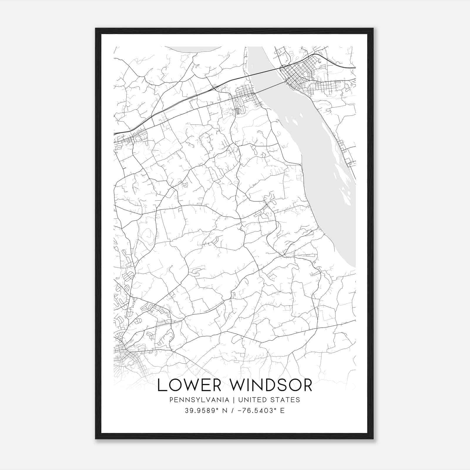 Lower Windsor Pennsylvania Map Poster, Modern Home Decor Wall Art Print