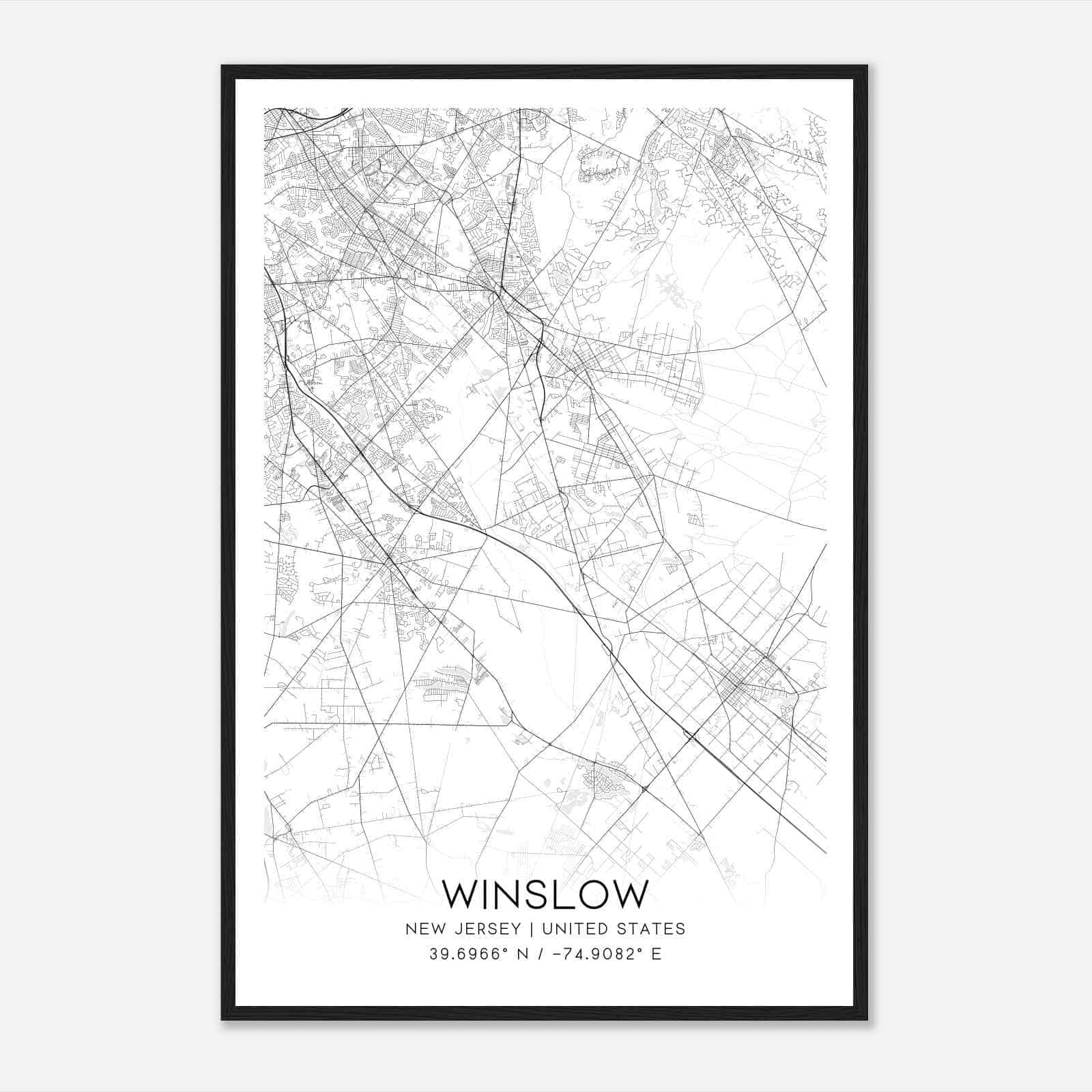 Winslow New Jersey Map Poster, Modern Home Decor Wall Art Print