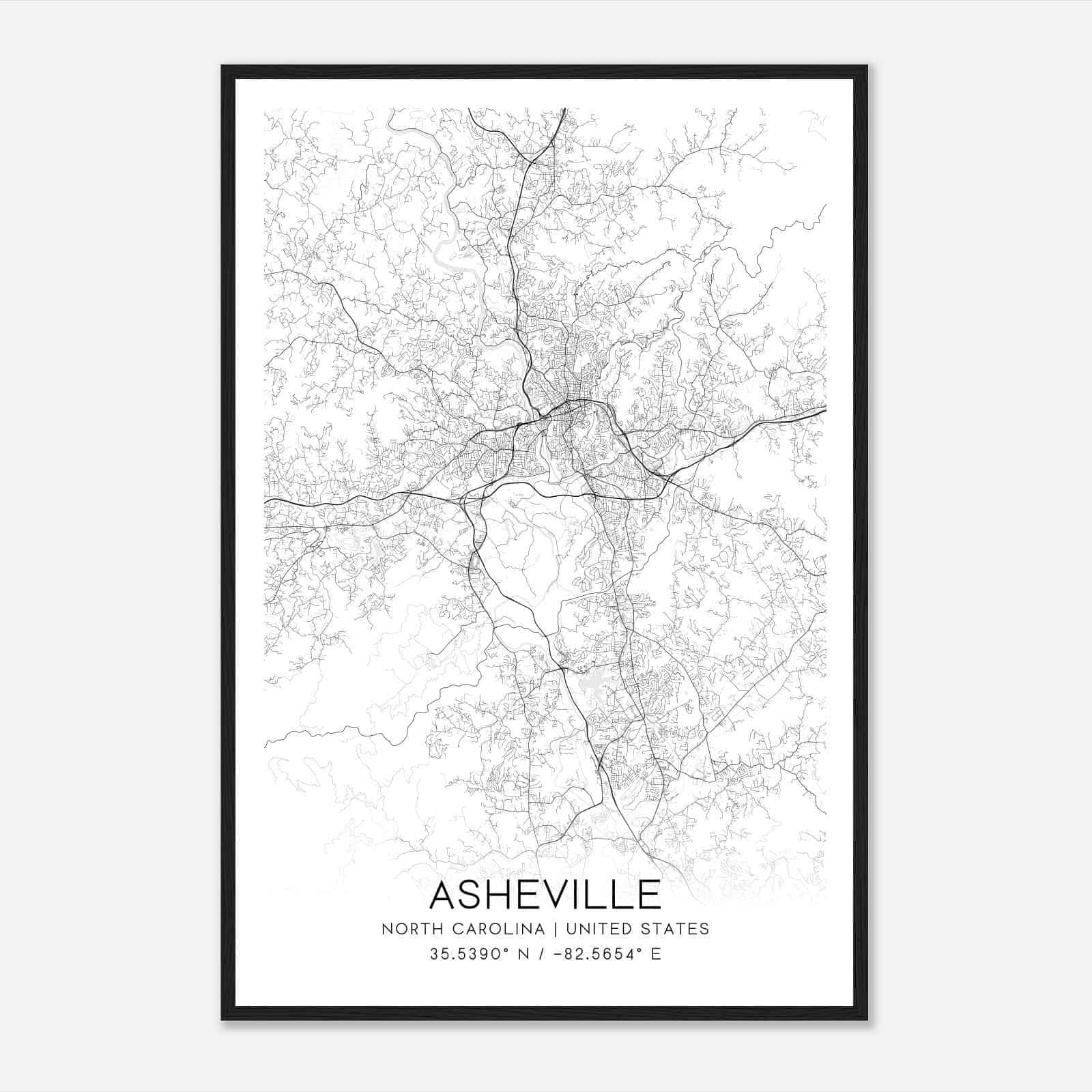 Asheville North Carolina Map Poster, Modern Home Decor Wall Art Print