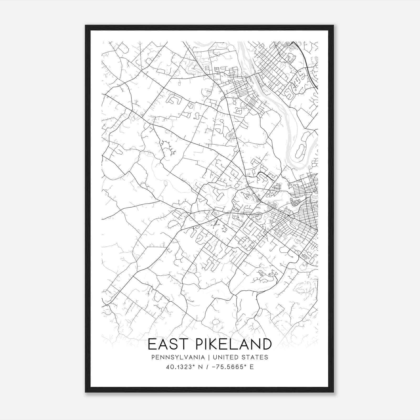 East Pikeland Pennsylvania Map Poster, Modern Home Decor Wall Art Print