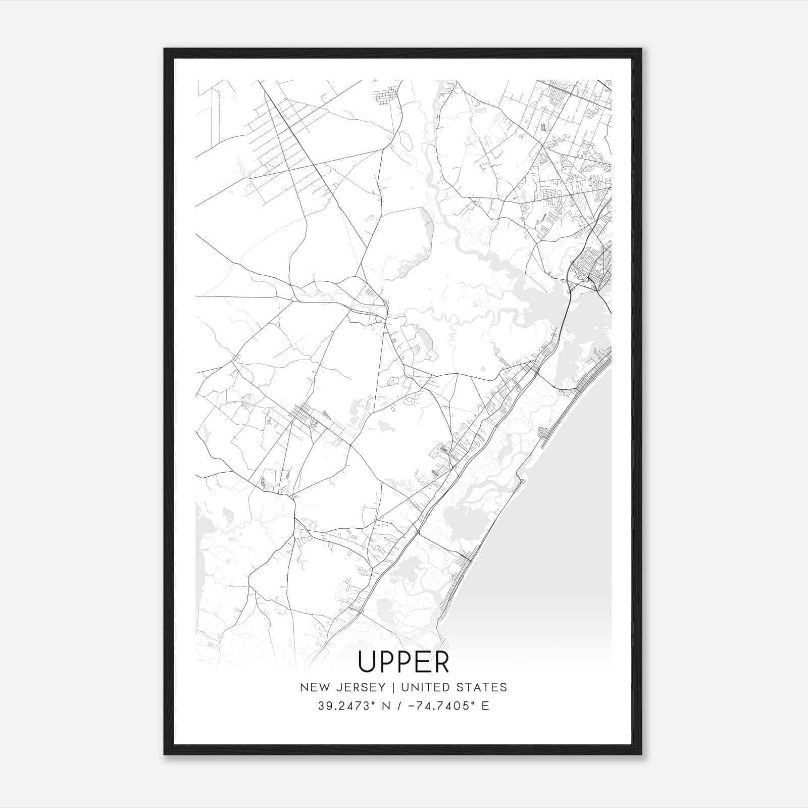 Upper New Jersey Map Poster, Modern Home Decor Wall Art Print