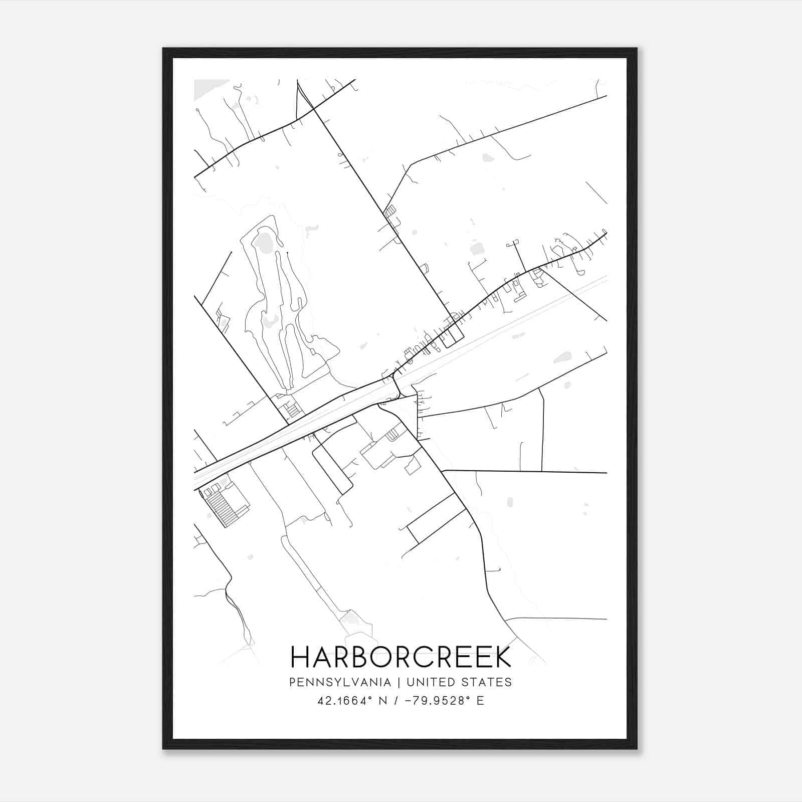 Harborcreek Pennsylvania Map Poster, Modern Home Decor Wall Art Print