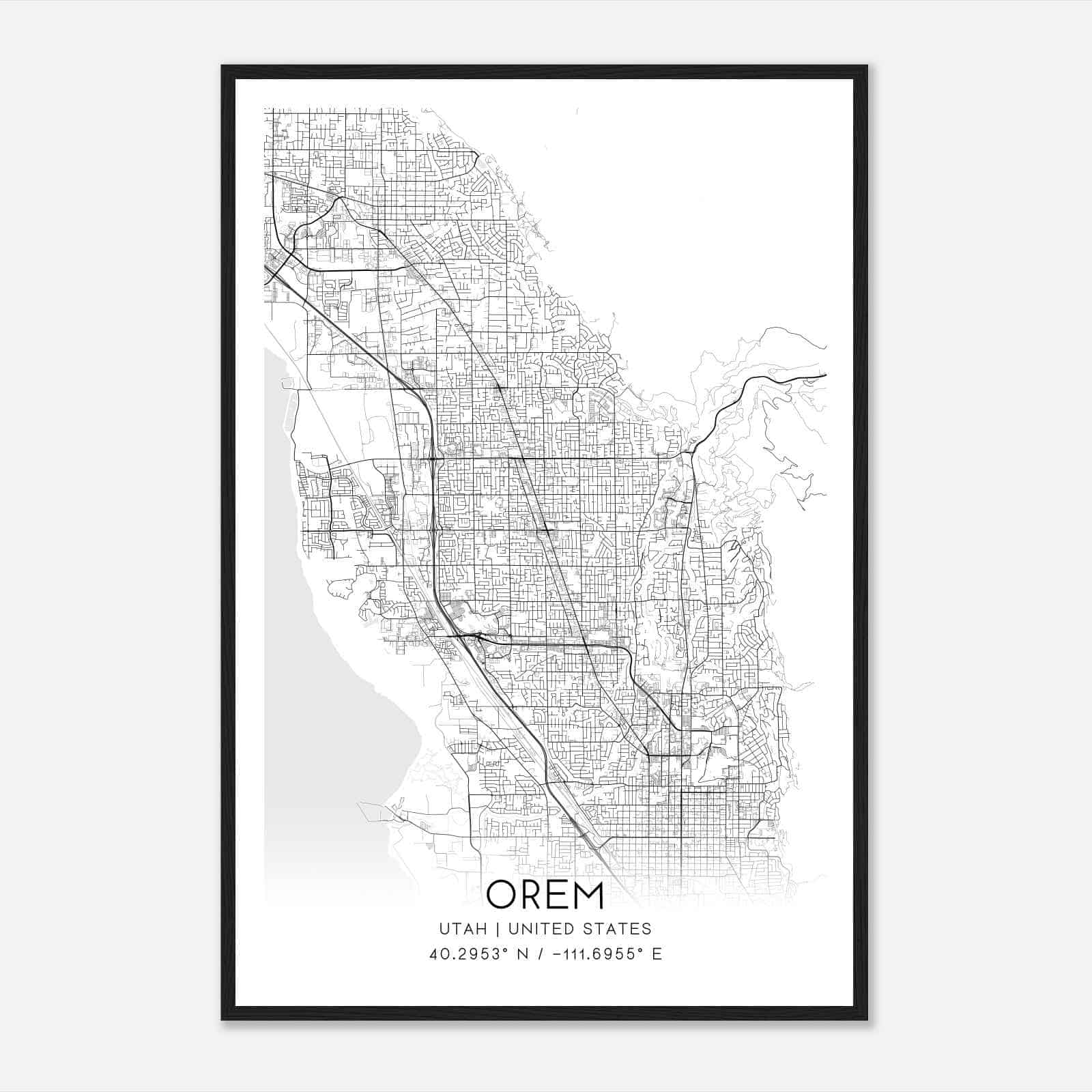 Orem Utah Map Poster, Modern Home Decor Wall Art Print