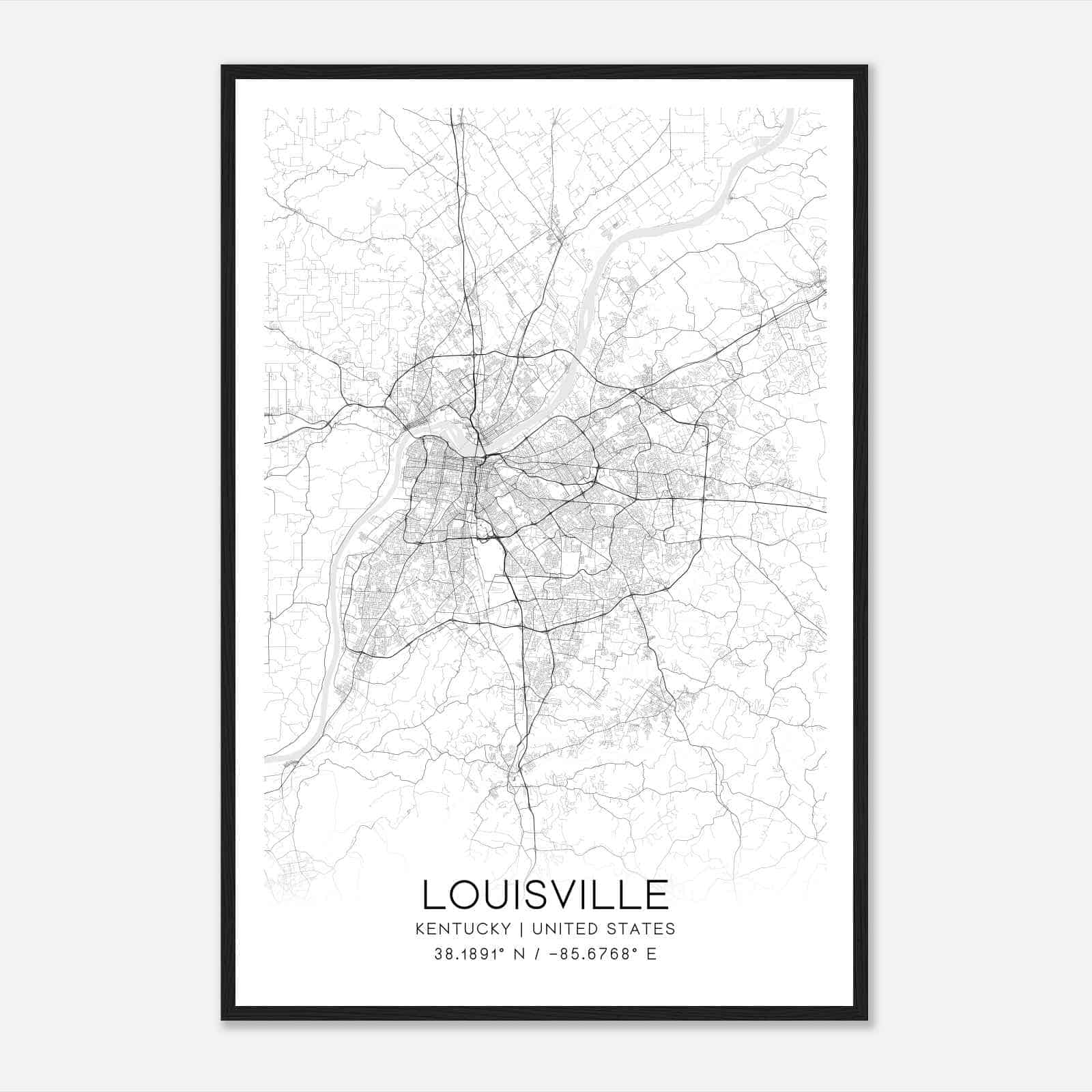 Louisville Kentucky Map Poster, Modern Home Decor Wall Art Print