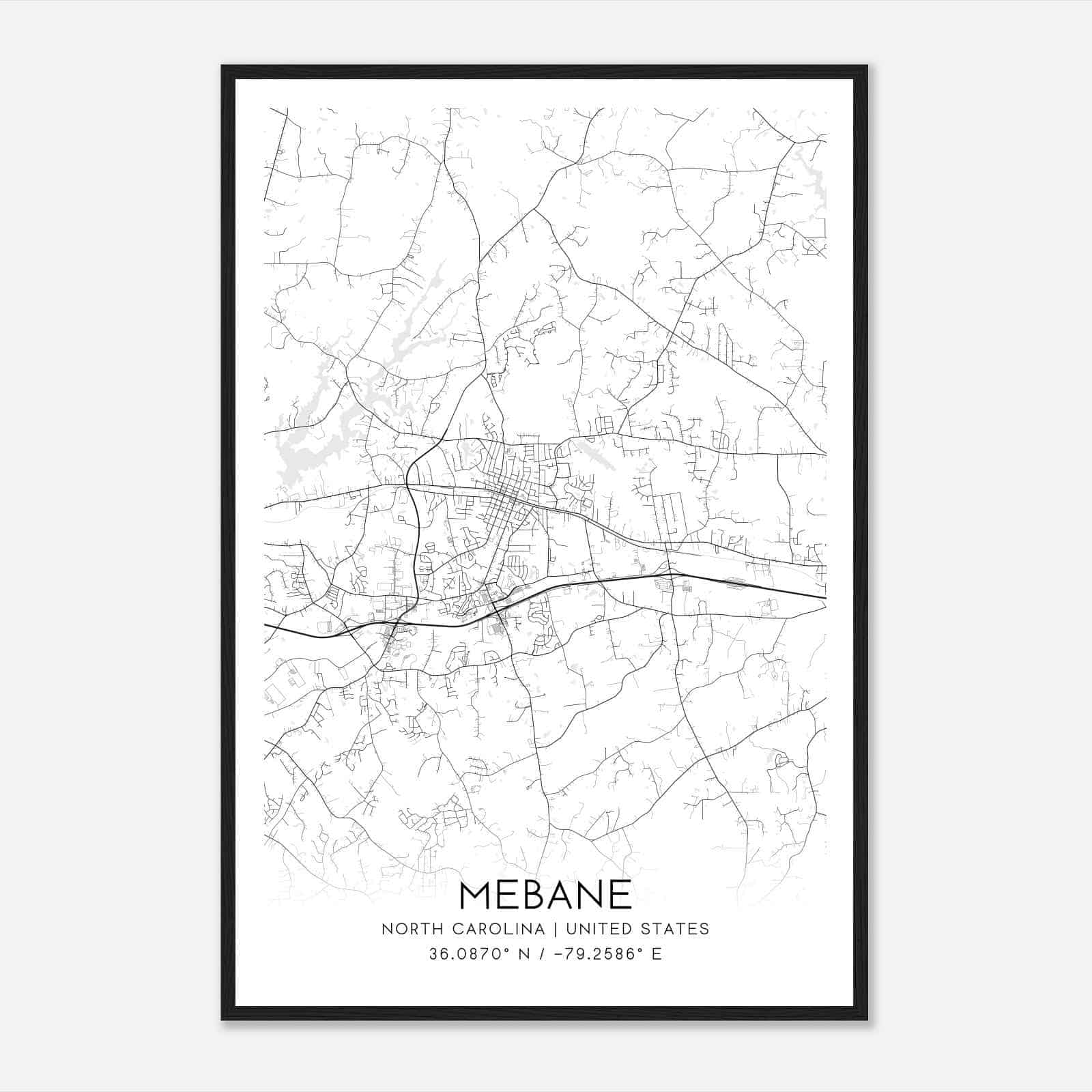 Mebane North Carolina Map Poster, Modern Home Decor Wall Art Print Mebane North Carolina Map Poster, Modern Home Decor Wall Art Print