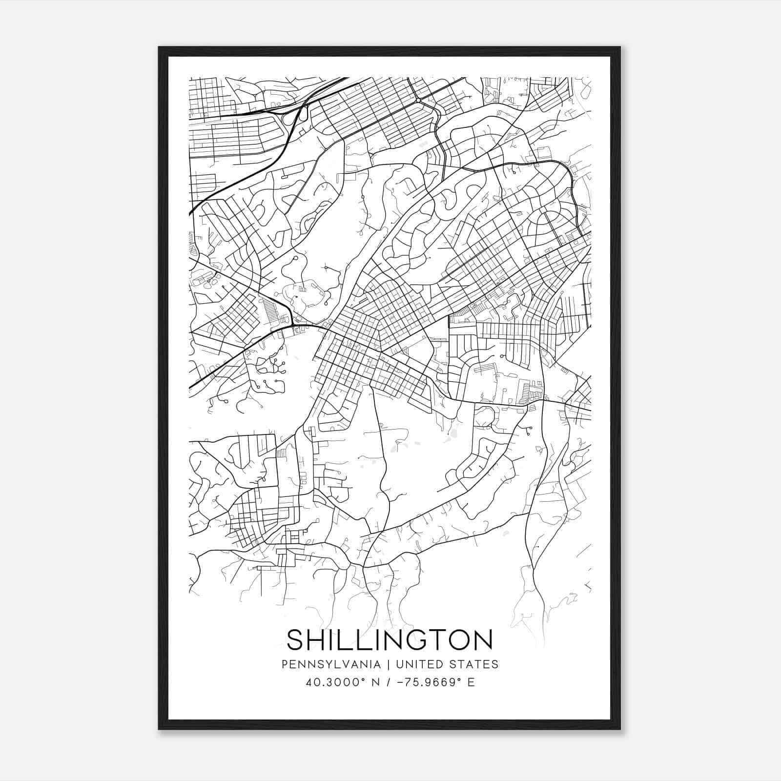 Shillington Pennsylvania Map Poster, Modern Home Decor Wall Art Print Shillington Pennsylvania Map Poster, Modern Home Decor Wall Art Print
