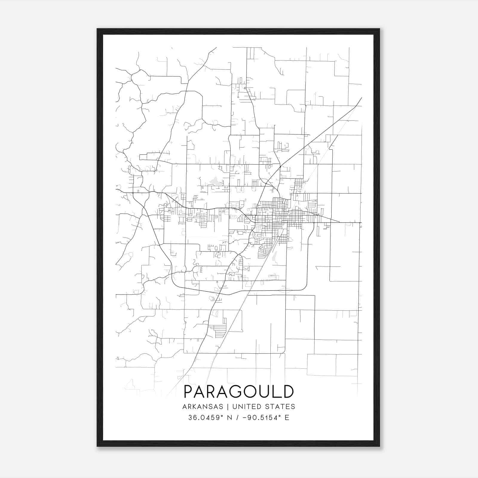 Paragould Arkansas Map Poster, Modern Home Decor Wall Art Print