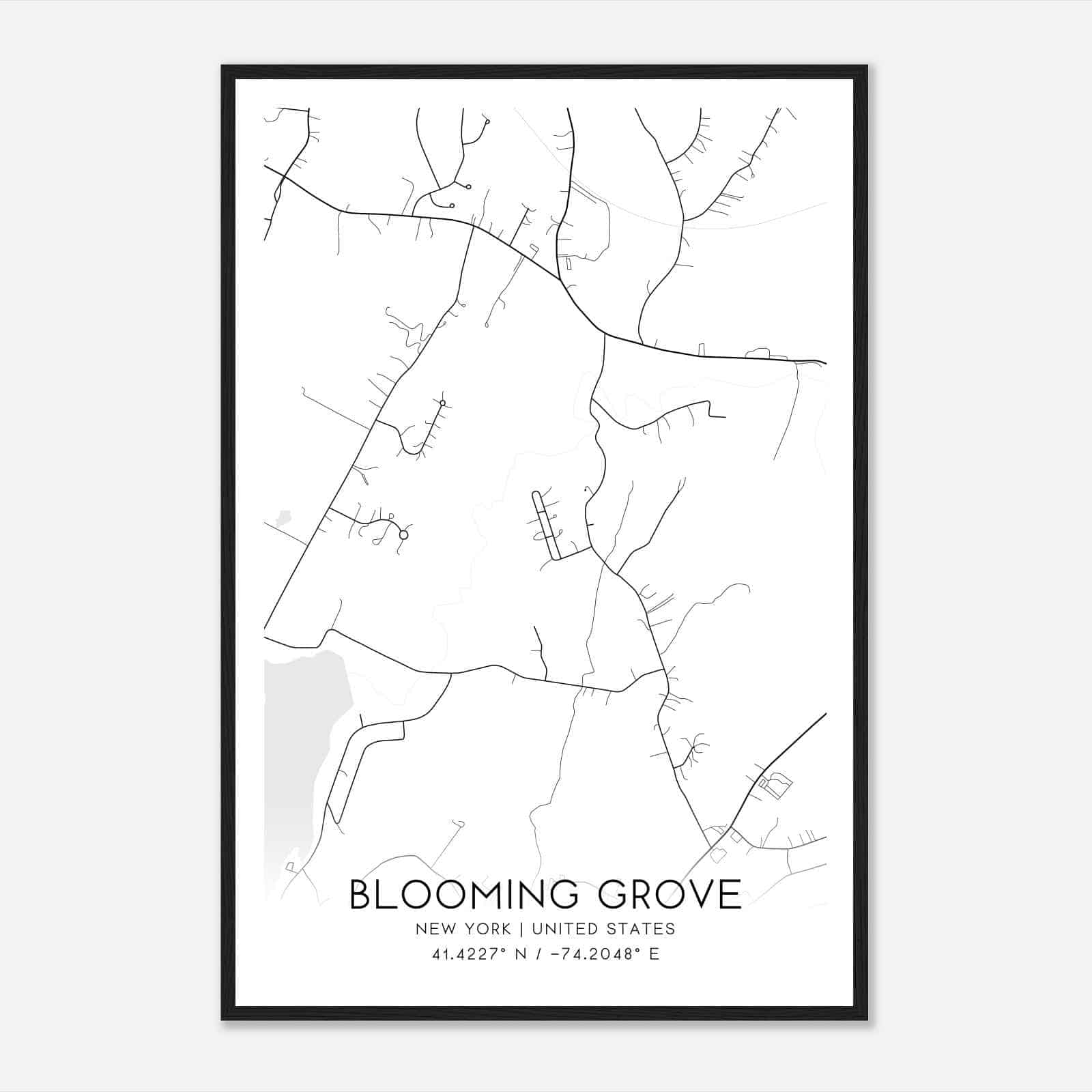 Blooming Grove New York Map Poster, Modern Home Decor Wall Art Print