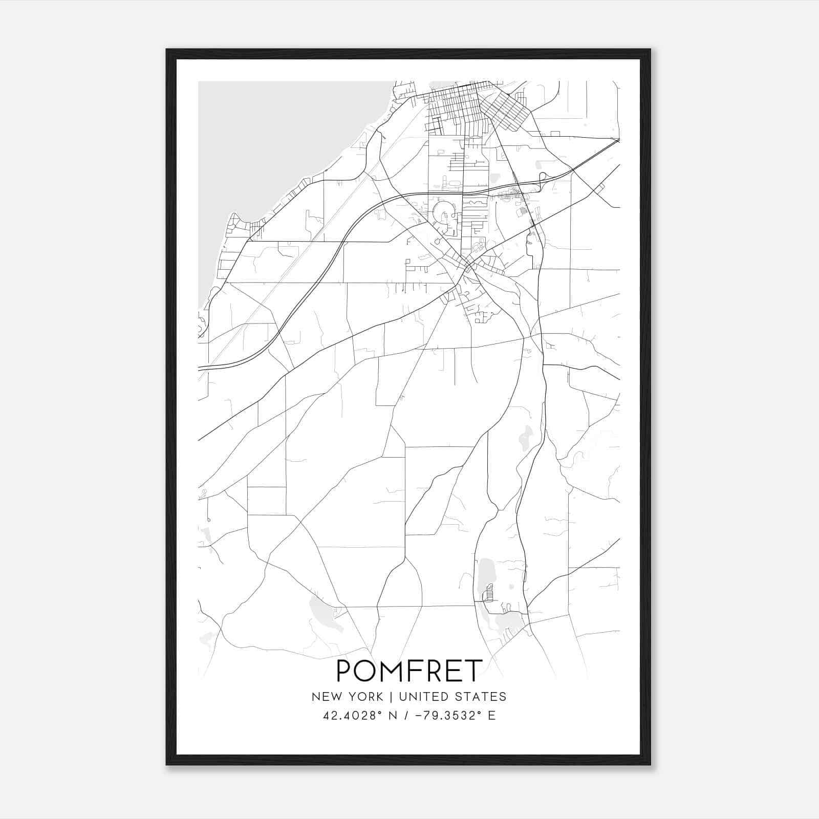Pomfret New York Map Poster, Modern Home Decor Wall Art Print Pomfret New York Map Poster, Modern Home Decor Wall Art Print