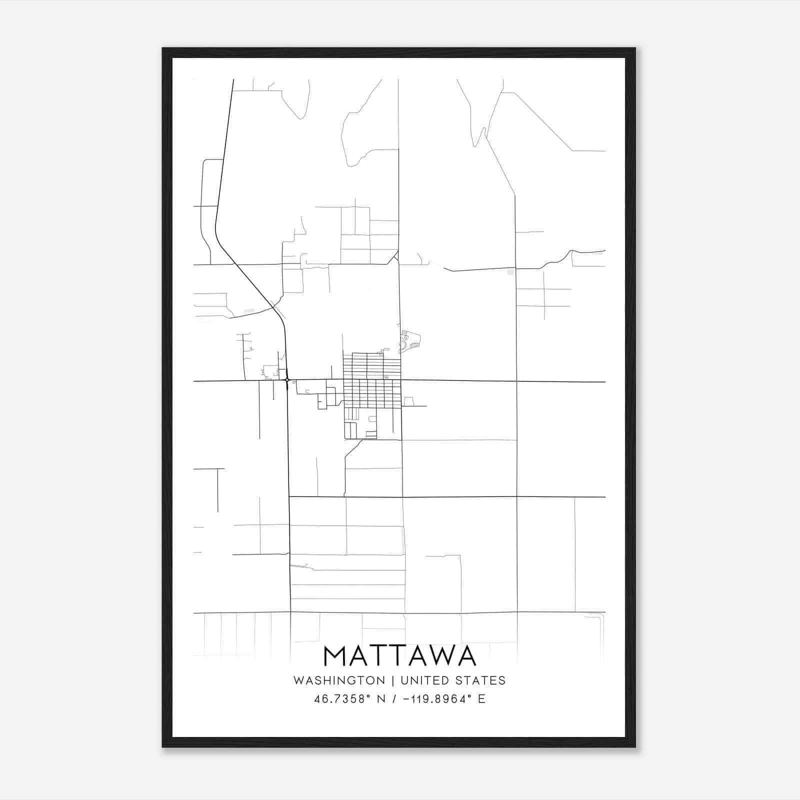 Mattawa Washington Map Poster, Modern Home Decor Wall Art Print