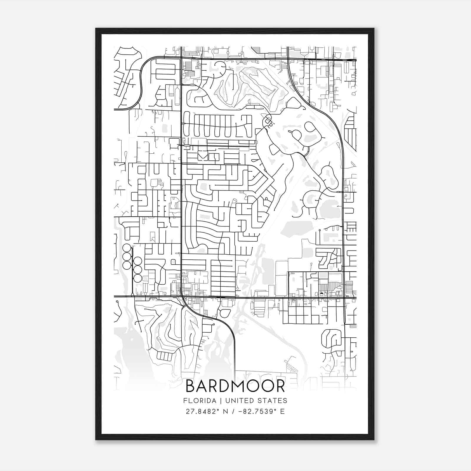 Bardmoor Florida Map Poster, Modern Home Decor Wall Art Print