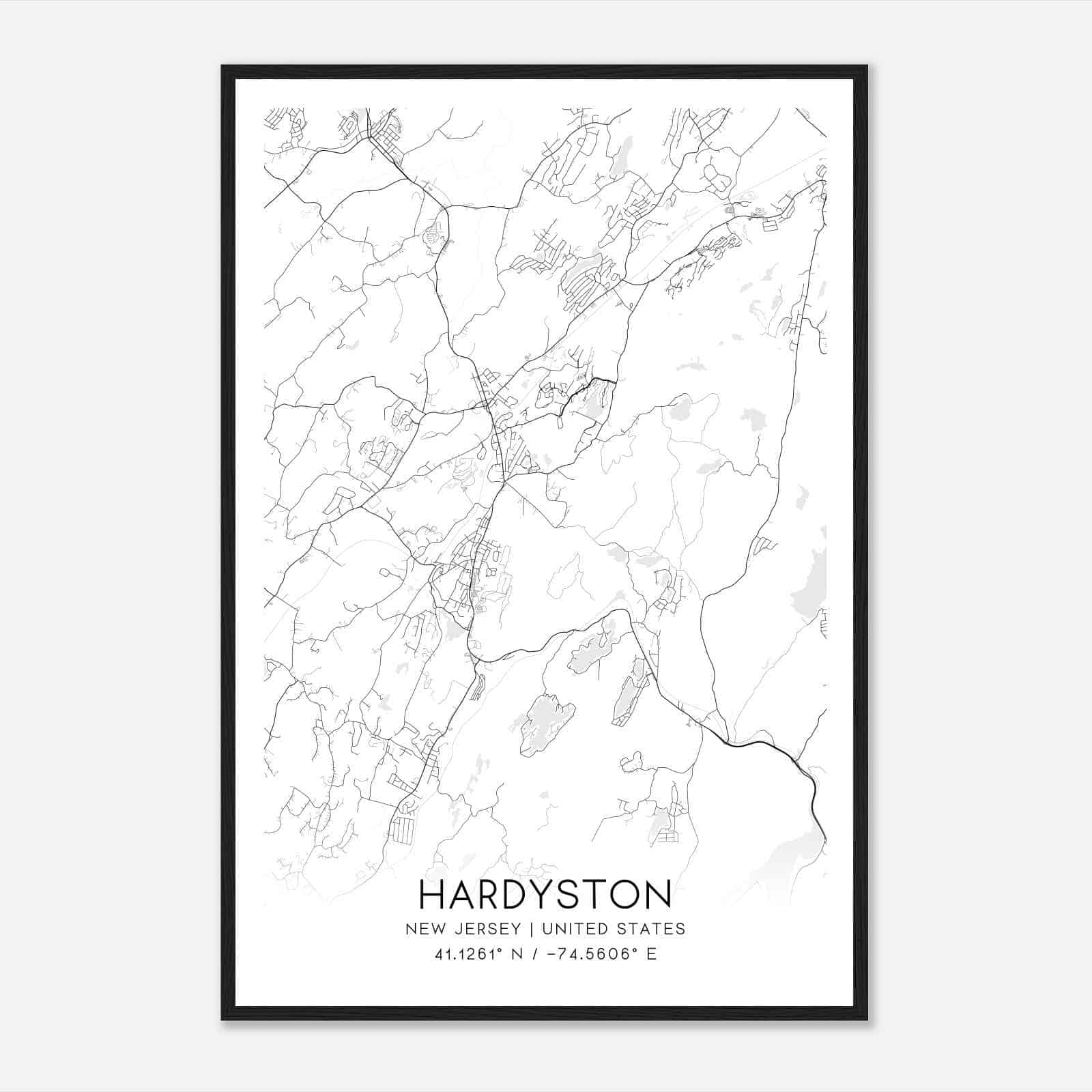 Hardyston New Jersey Map Poster, Modern Home Decor Wall Art Print