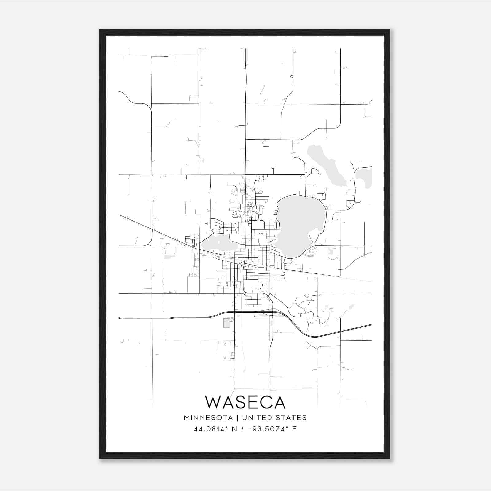 Waseca Minnesota Map Poster, Modern Home Decor Wall Art Print Waseca Minnesota Map Poster, Modern Home Decor Wall Art Print
