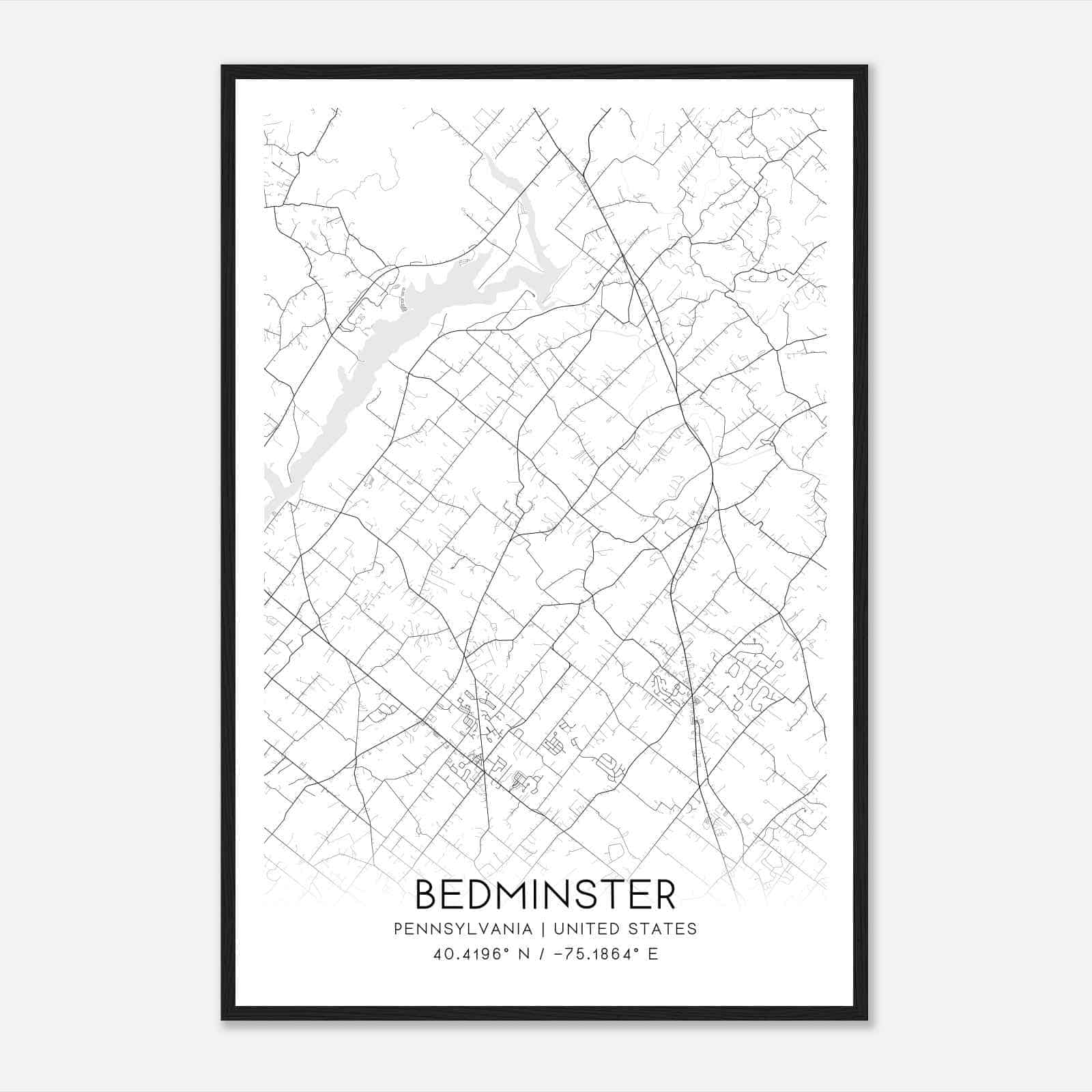 Bedminster Pennsylvania Map Poster, Modern Home Decor Wall Art Print
