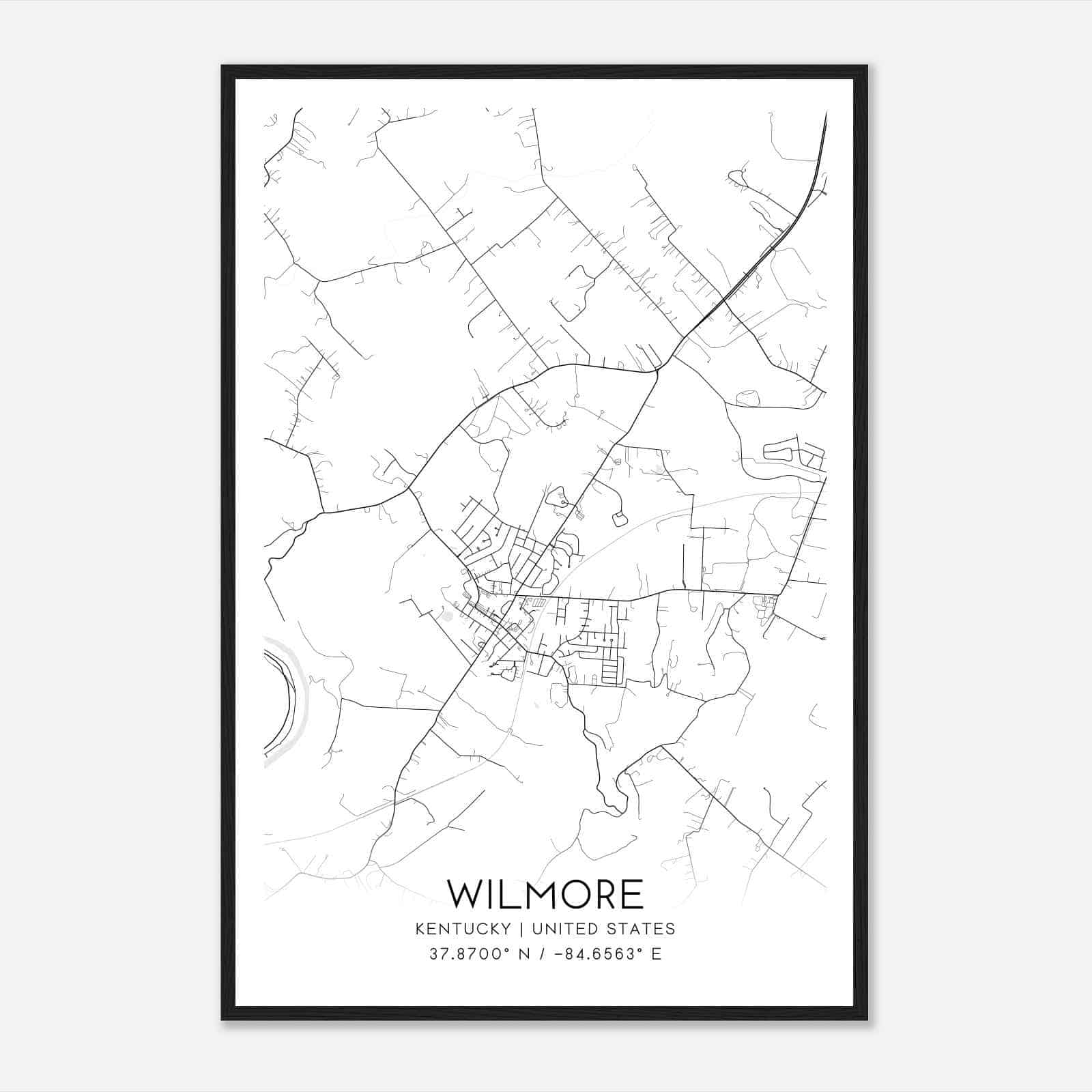 Wilmore Kentucky Map Poster, Modern Home Decor Wall Art Print