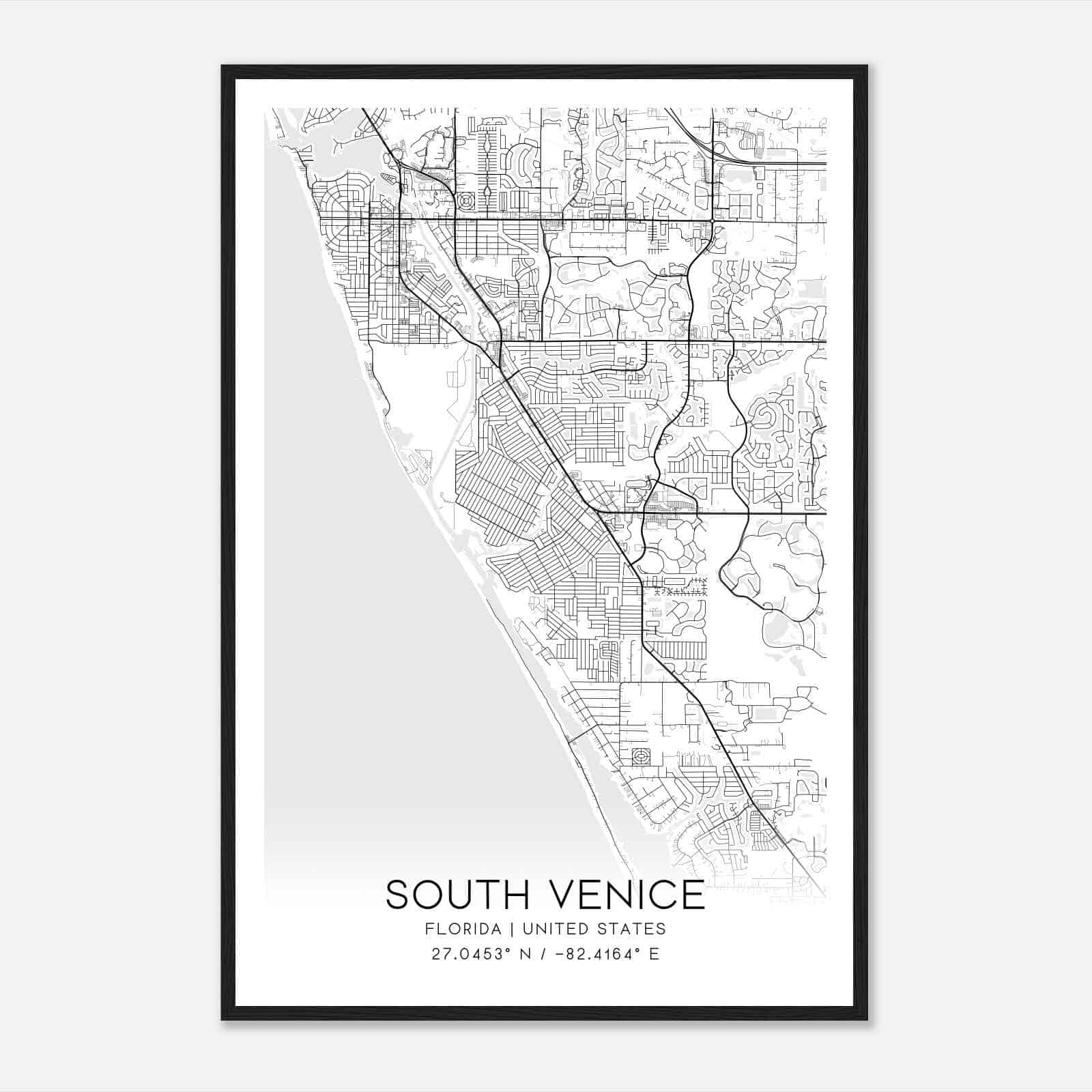 South Venice Florida Map Poster, Modern Home Decor Wall Art Print South Venice Florida Map Poster, Modern Home Decor Wall Art Print