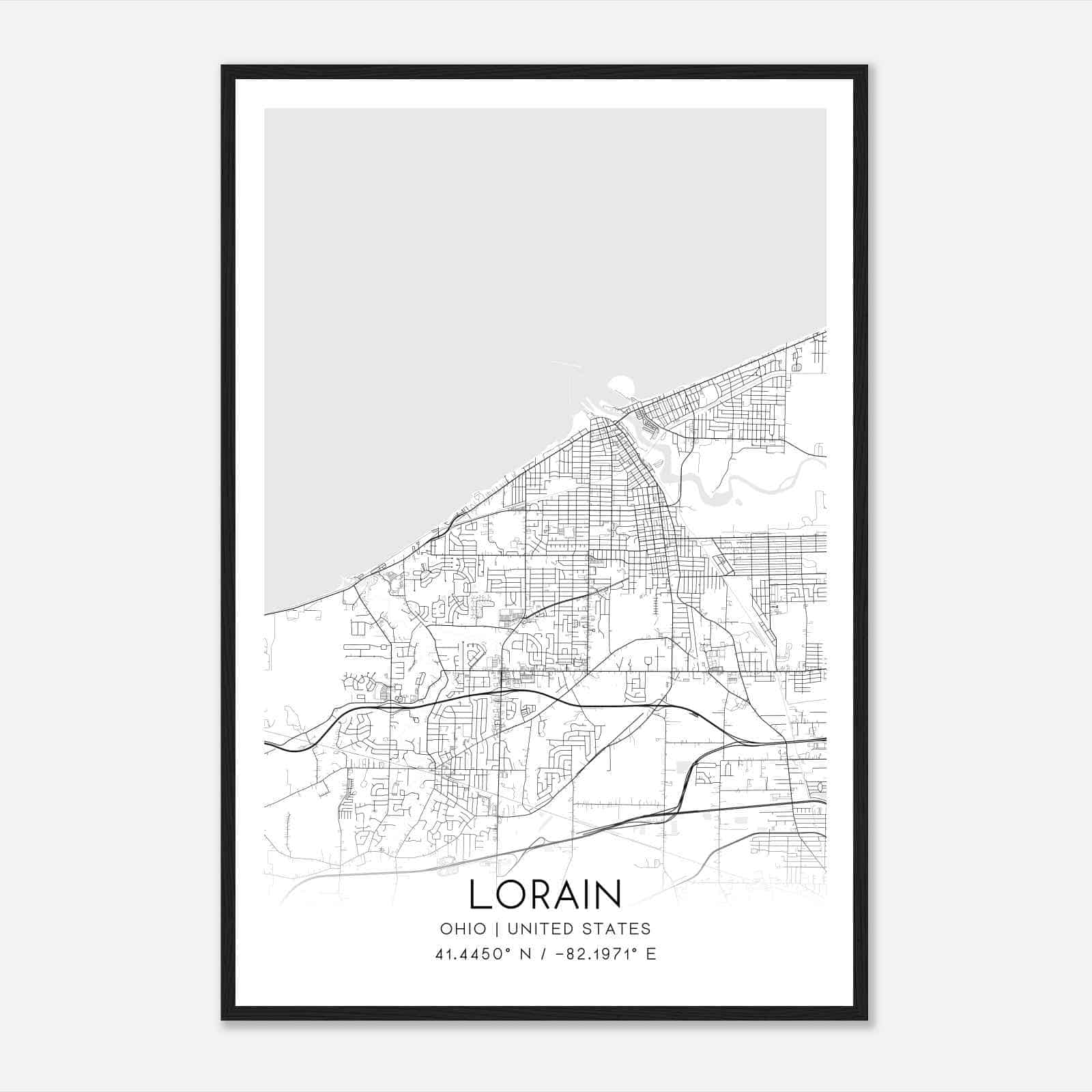 Lorain Ohio Map Poster, Modern Home Decor Wall Art Print