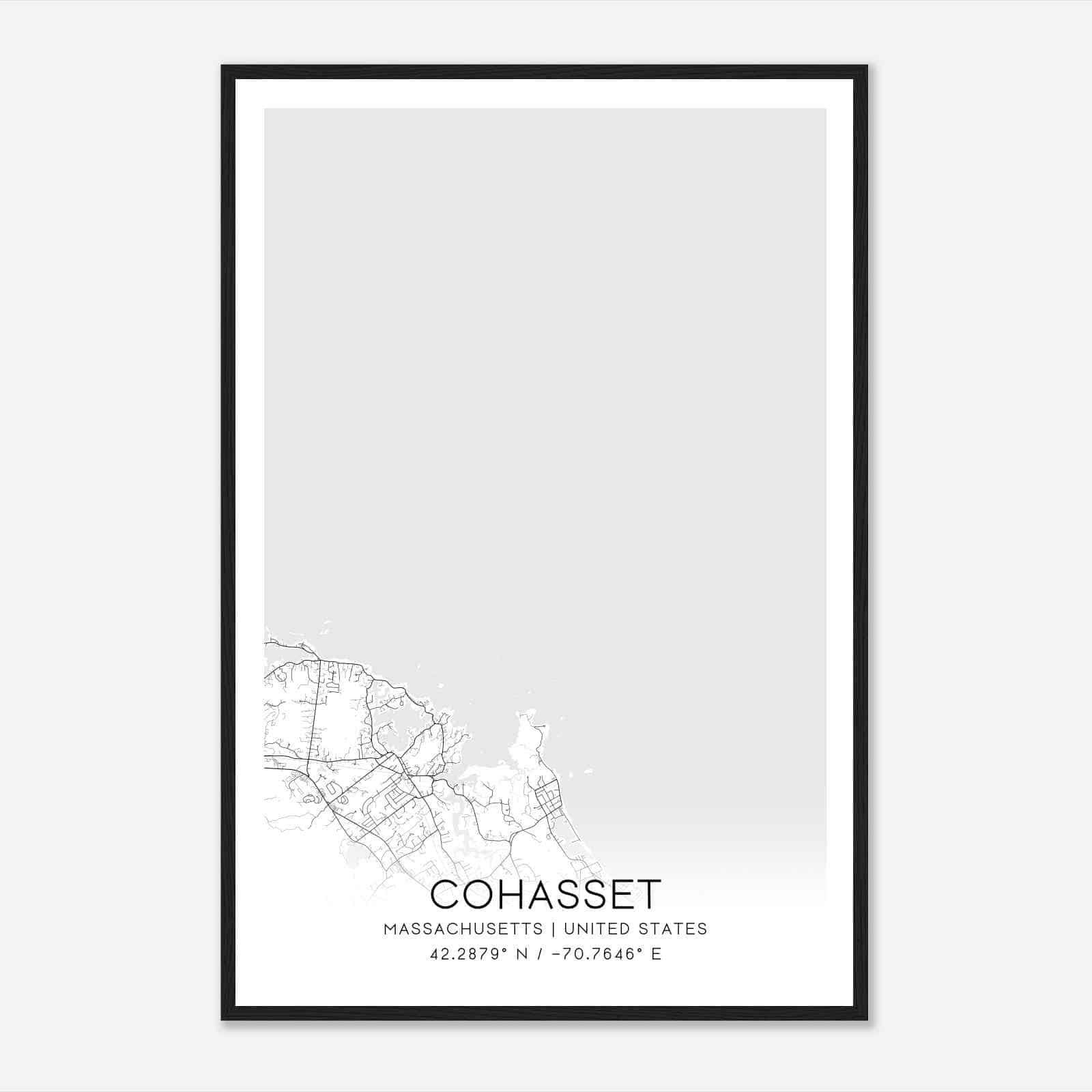 Cohasset Massachusetts Map Poster, Modern Home Decor Wall Art Print