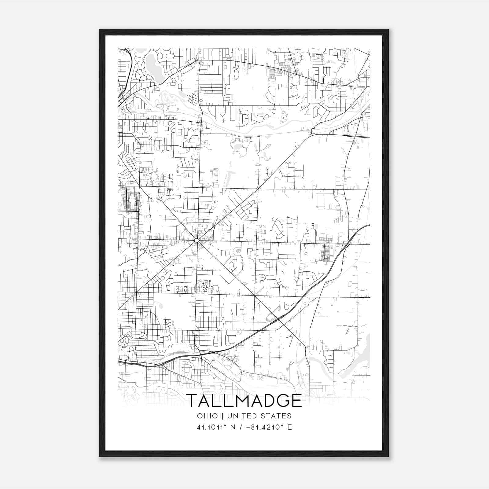 Tallmadge Ohio Map Poster, Modern Home Decor Wall Art Print Tallmadge Ohio Map Poster, Modern Home Decor Wall Art Print