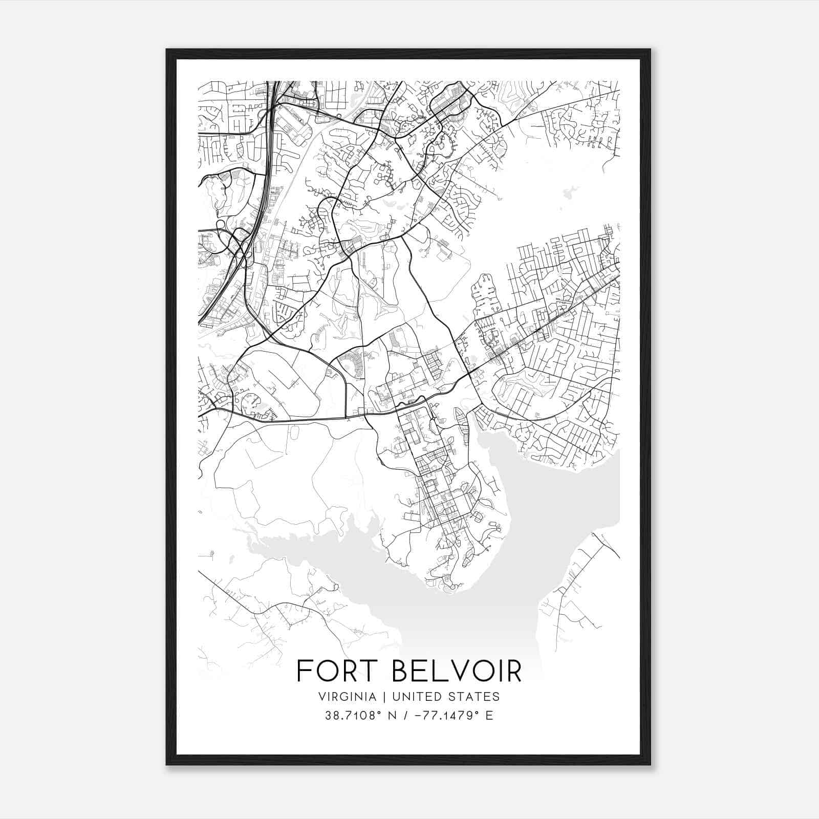 Fort Belvoir Virginia Map Poster, Modern Home Decor Wall Art Print Fort Belvoir Virginia Map Poster, Modern Home Decor Wall Art Print