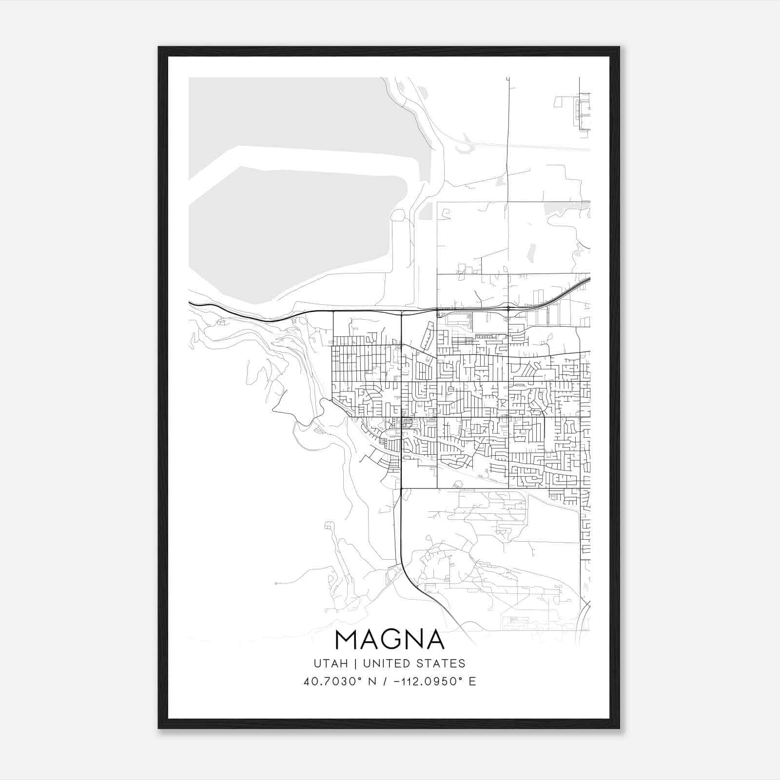 Magna Utah Map Poster, Modern Home Decor Wall Art Print Custom Maps