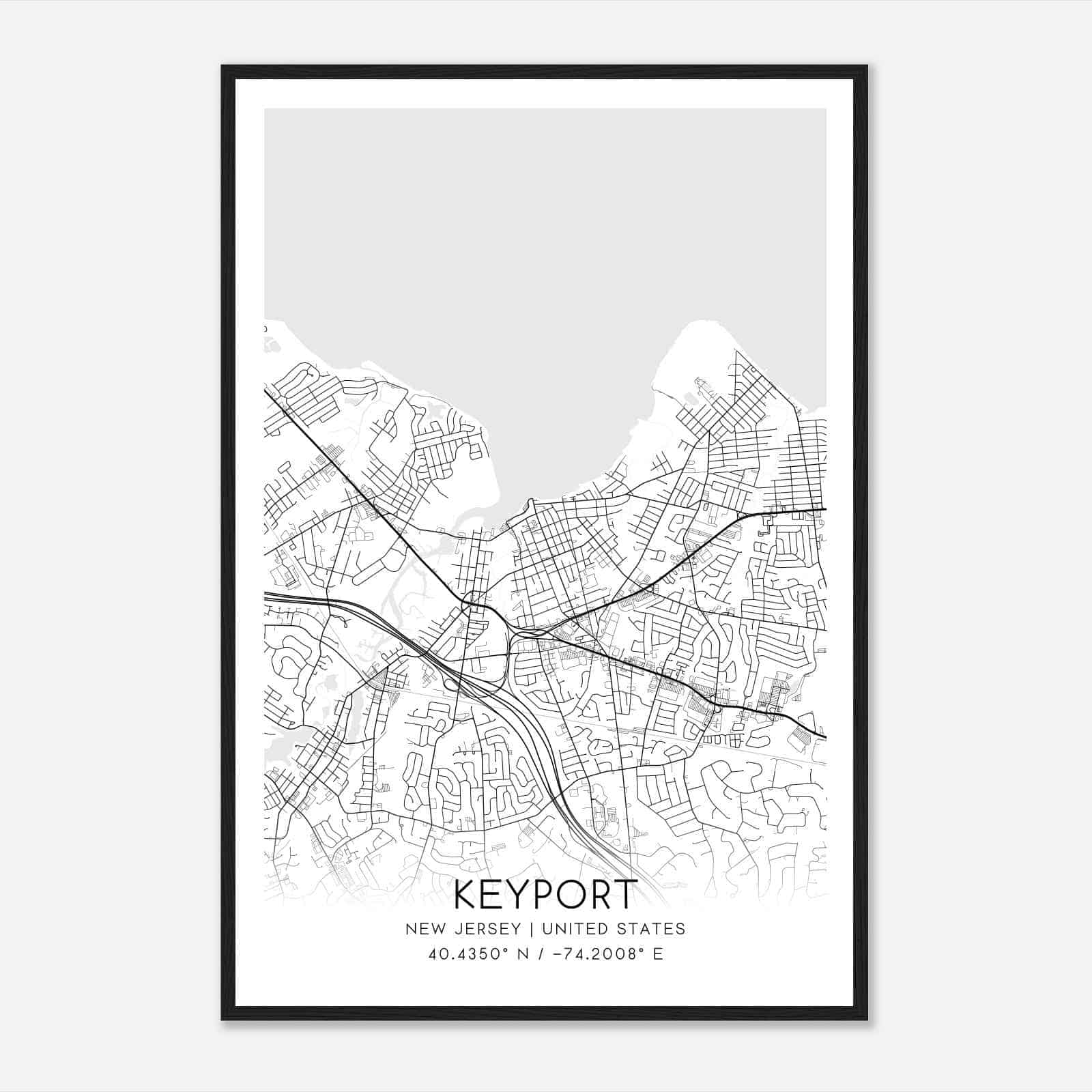 Keyport New Jersey Map Poster, Modern Home Decor Wall Art Print