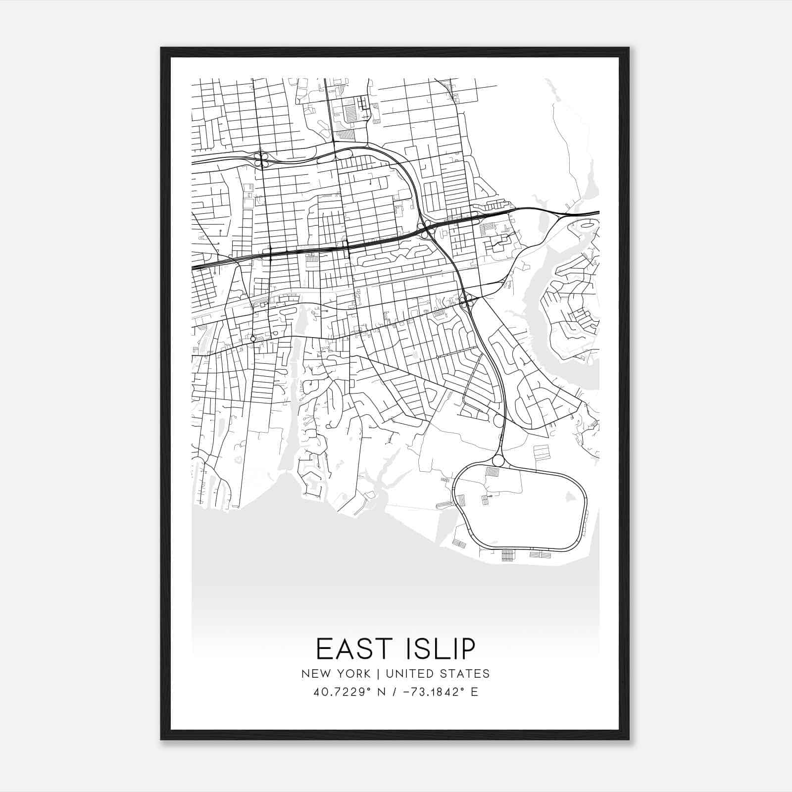 East Islip New York Map Poster, Modern Home Decor Wall Art Print