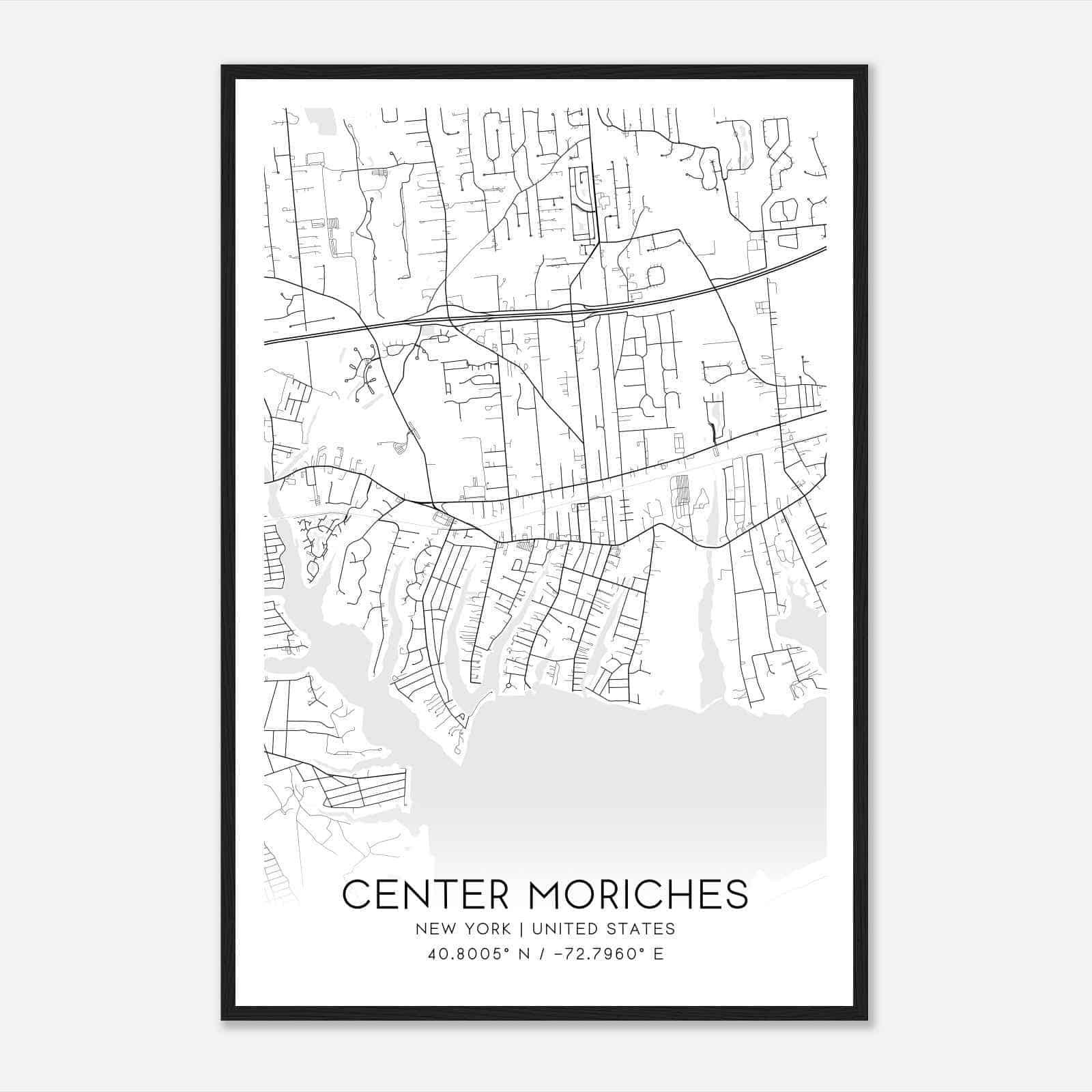 Center Moriches New York Map Poster, Modern Home Decor Wall Art Print