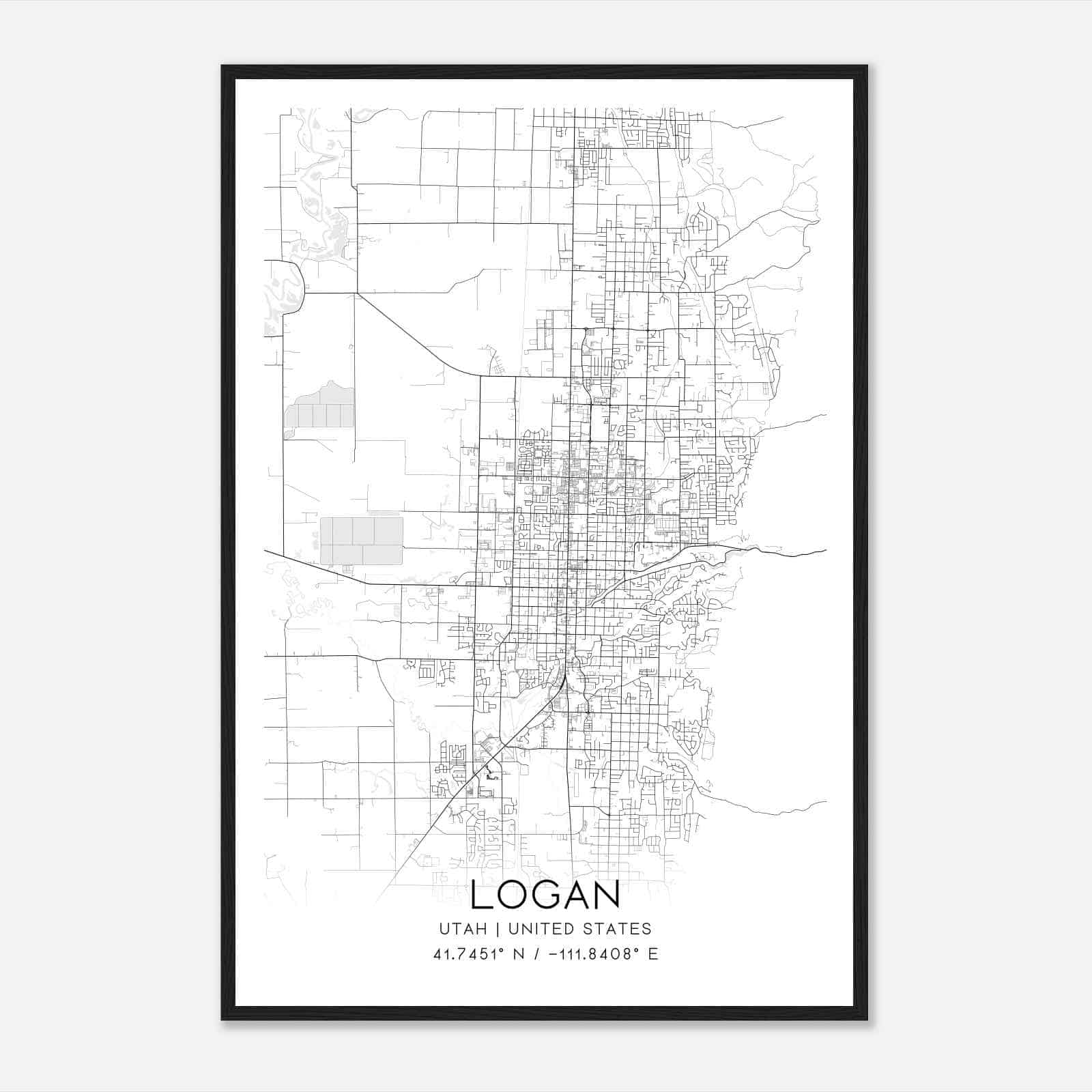 Logan Utah Map Poster, Modern Home Decor Wall Art Print
