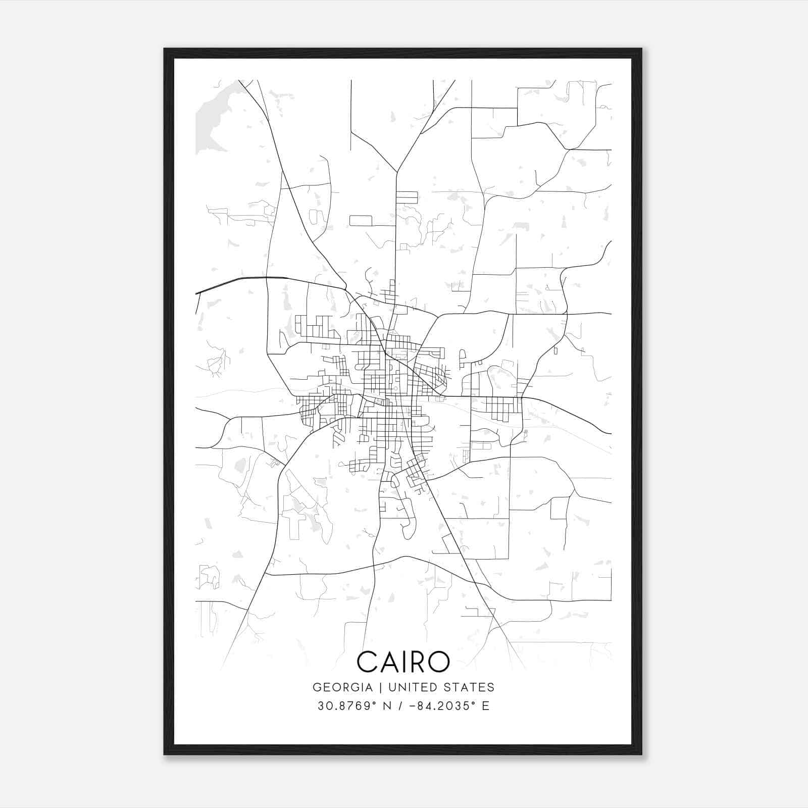 Cairo Georgia Map Poster, Modern Home Decor Wall Art Print