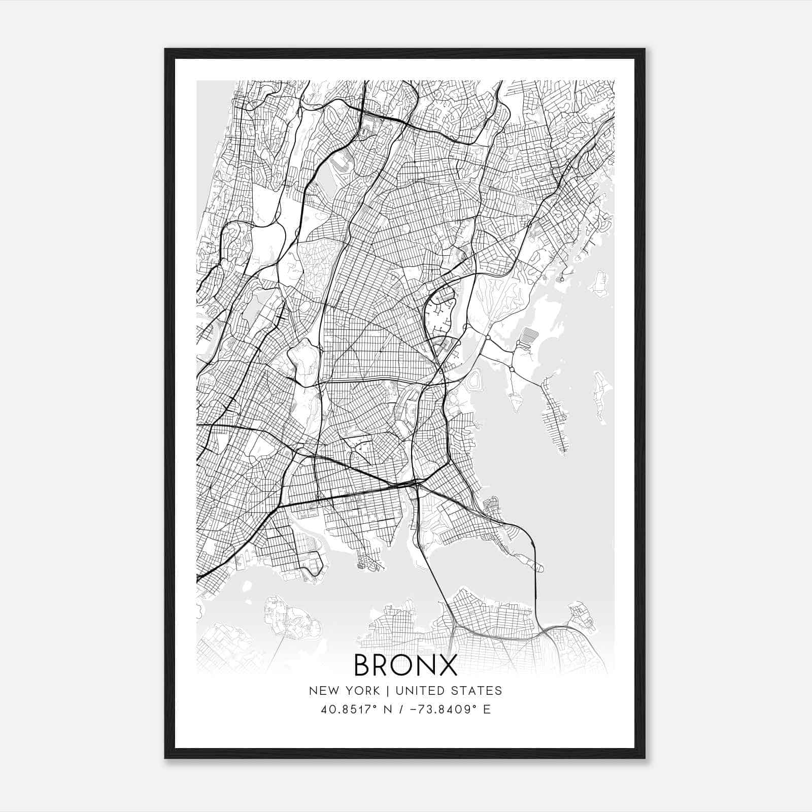 Bronx New York Map Poster, Modern Home Decor Wall Art Print