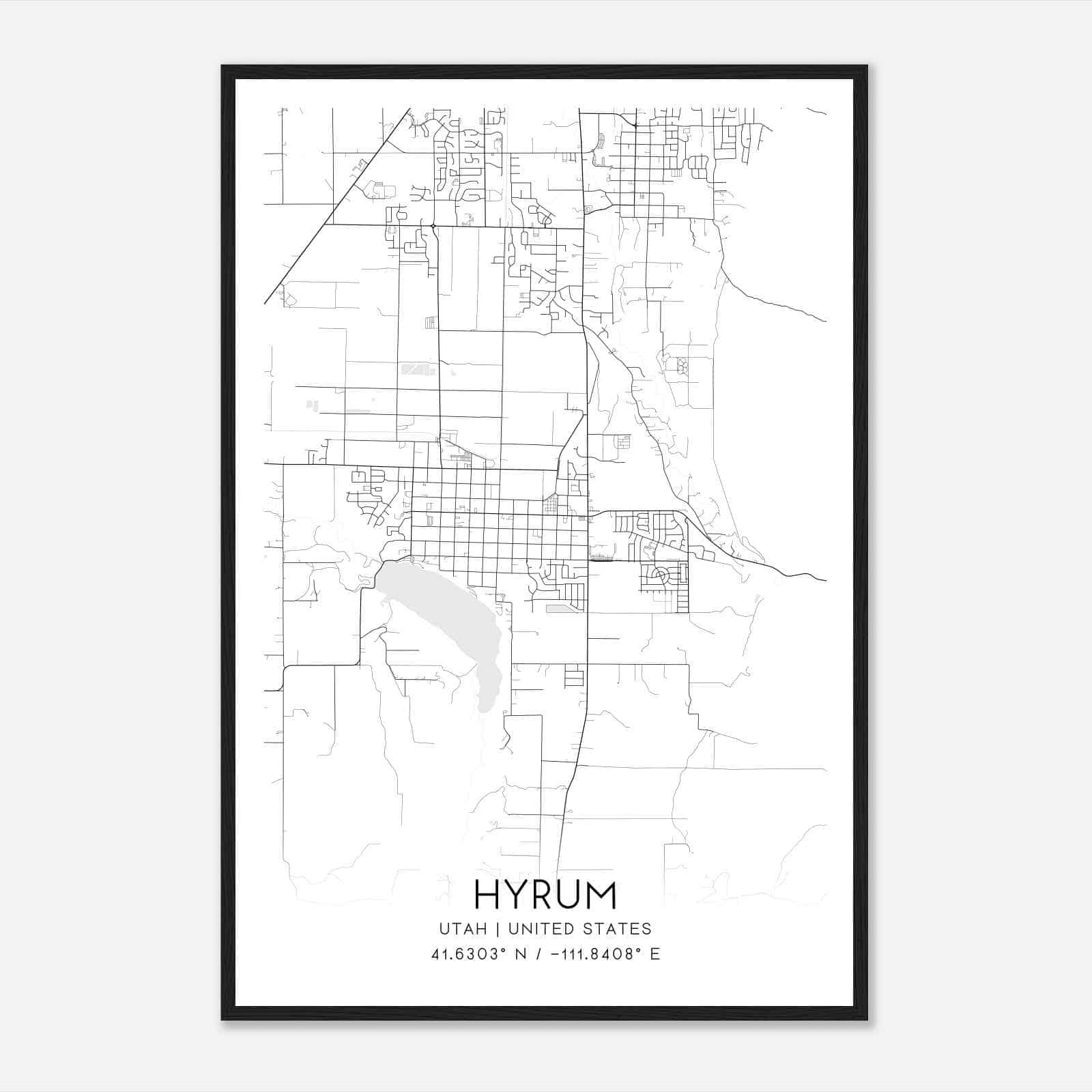 Hyrum Utah Map Poster, Modern Home Decor Wall Art Print