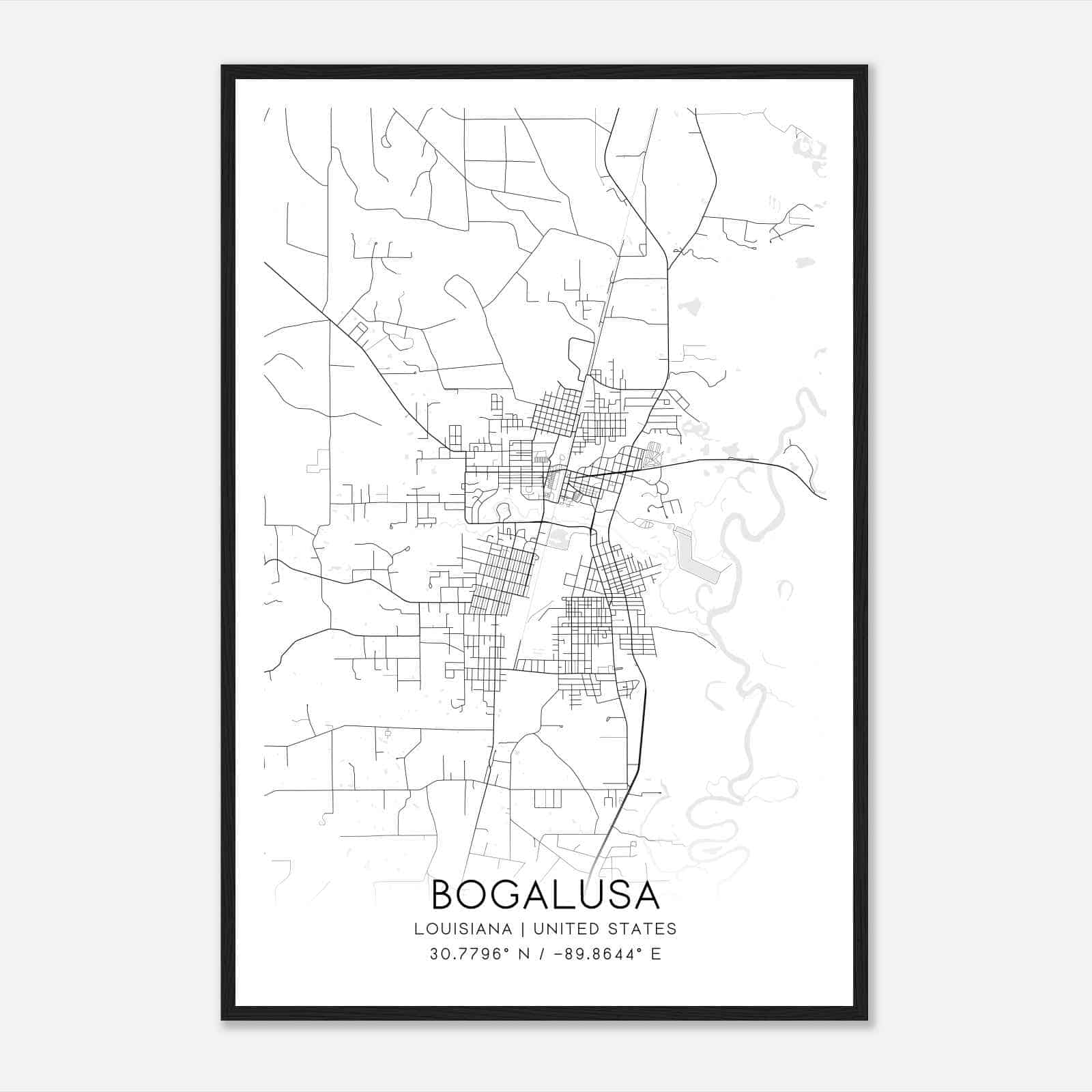 Bogalusa Louisiana Map Poster, Modern Home Decor Wall Art Print