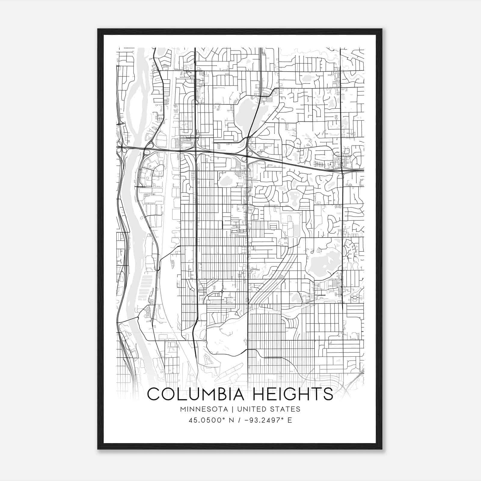 Columbia Heights Minnesota Map Poster, Modern Home Decor Wall Art Print
