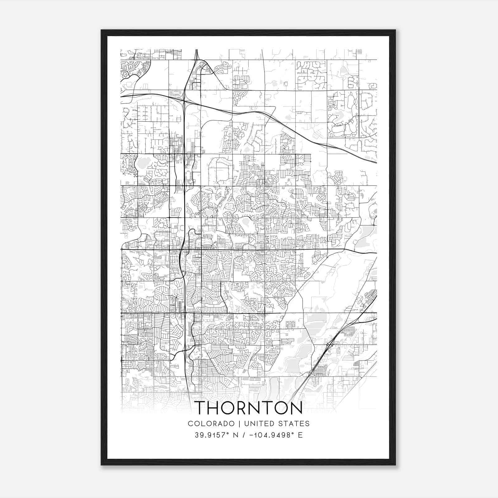 Thornton Colorado Map Poster, Modern Home Decor Wall Art Print