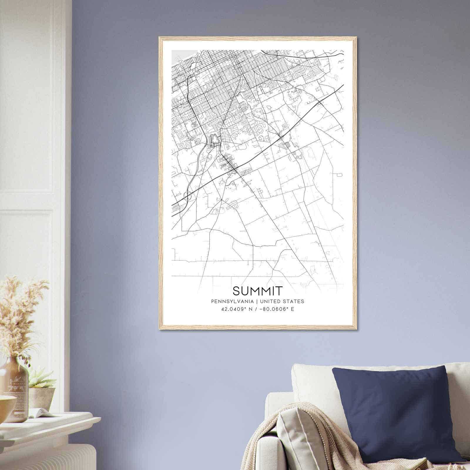 Deerfield Kansas Map Poster, Modern Home Decor Wall Art Print (Copy)