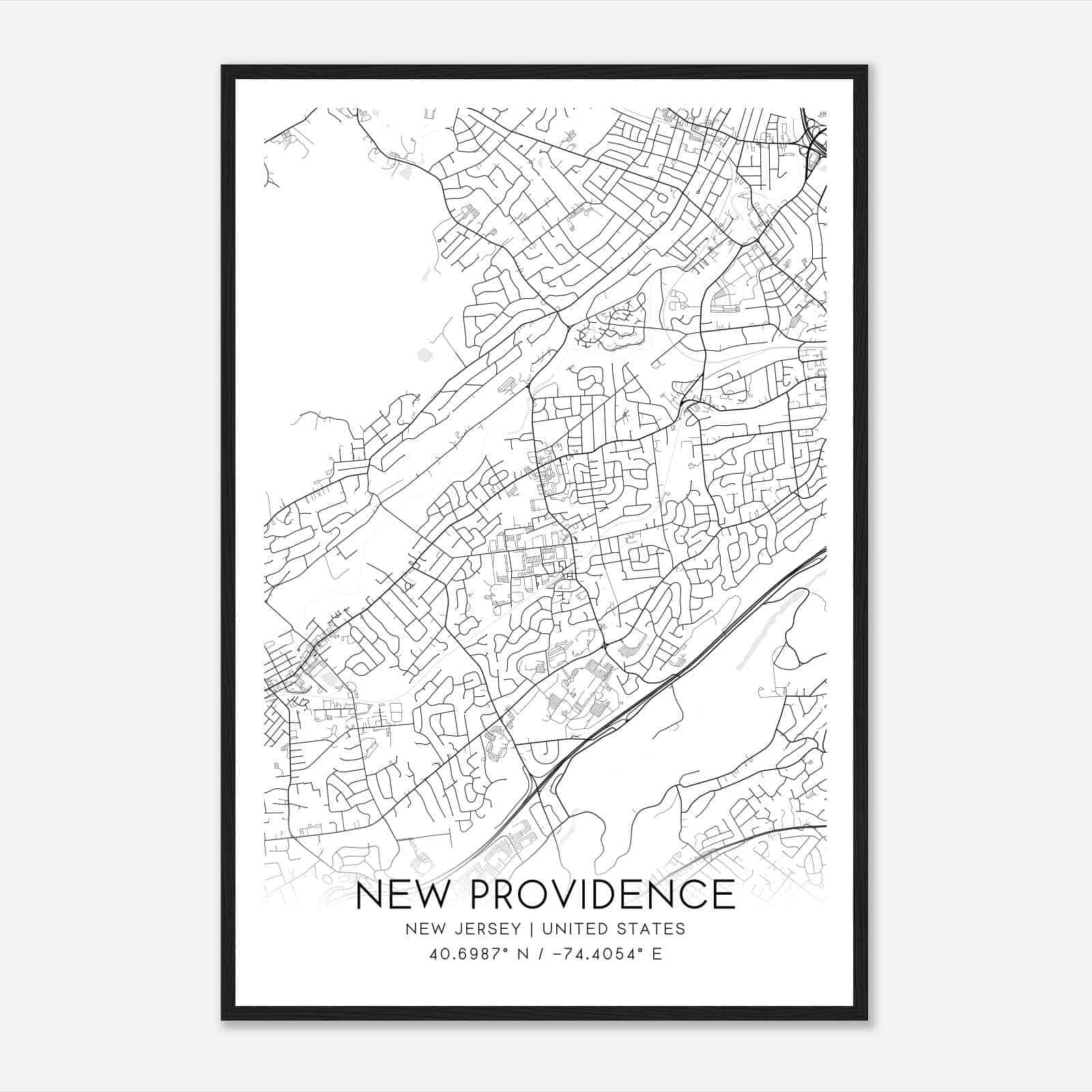 New Providence New Jersey Map Poster, Modern Home Decor Wall Art Print