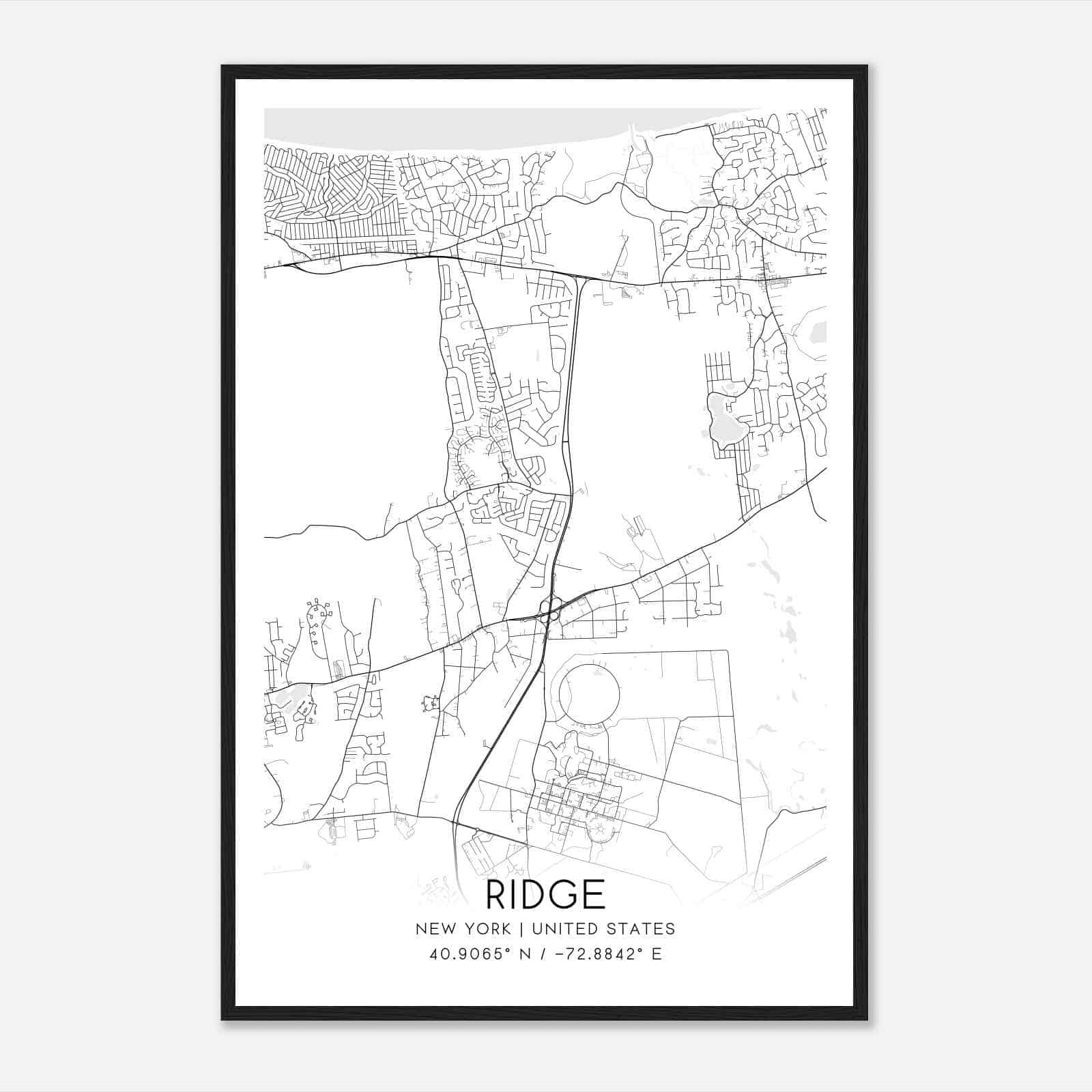Ridge New York Map Poster, Modern Home Decor Wall Art Print Ridge New York Map Poster, Modern Home Decor Wall Art Print
