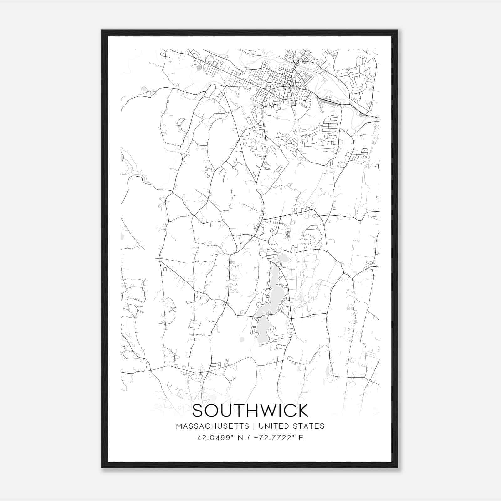 Southwick Massachusetts Map Poster, Modern Home Decor Wall Art Print Southwick Massachusetts Map Poster, Modern Home Decor Wall Art Print