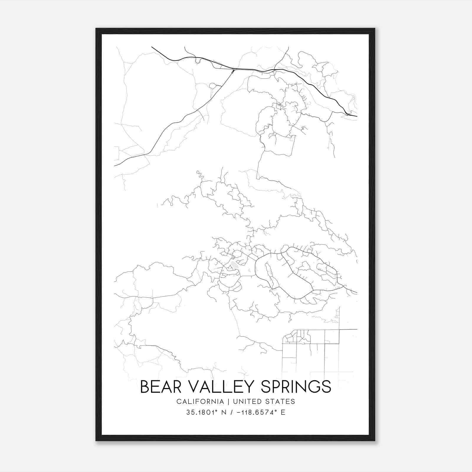 Bear Valley Springs California Map Poster, Modern Home Decor Wall Art Print