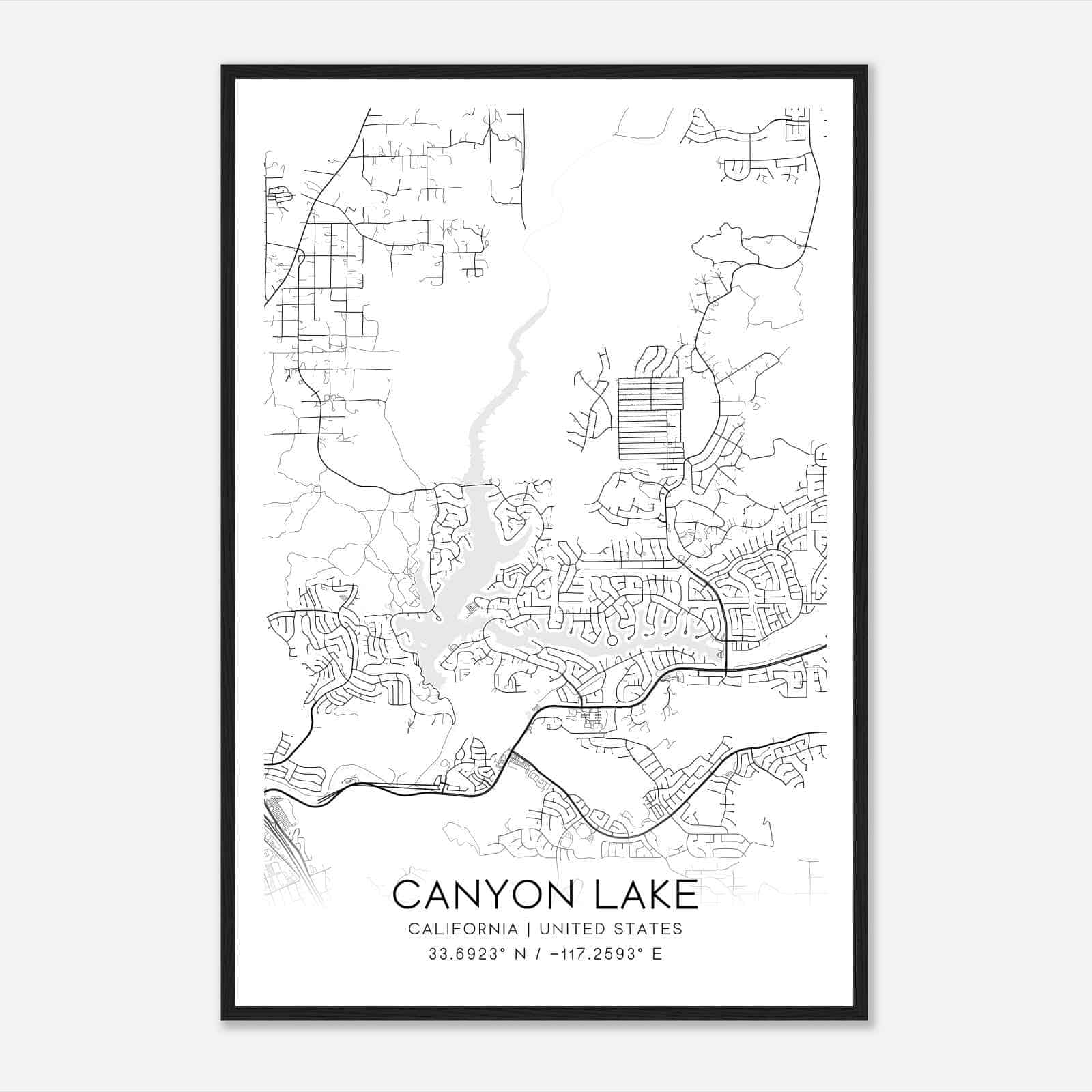Canyon Lake California Map Poster, Modern Home Decor Wall Art Print