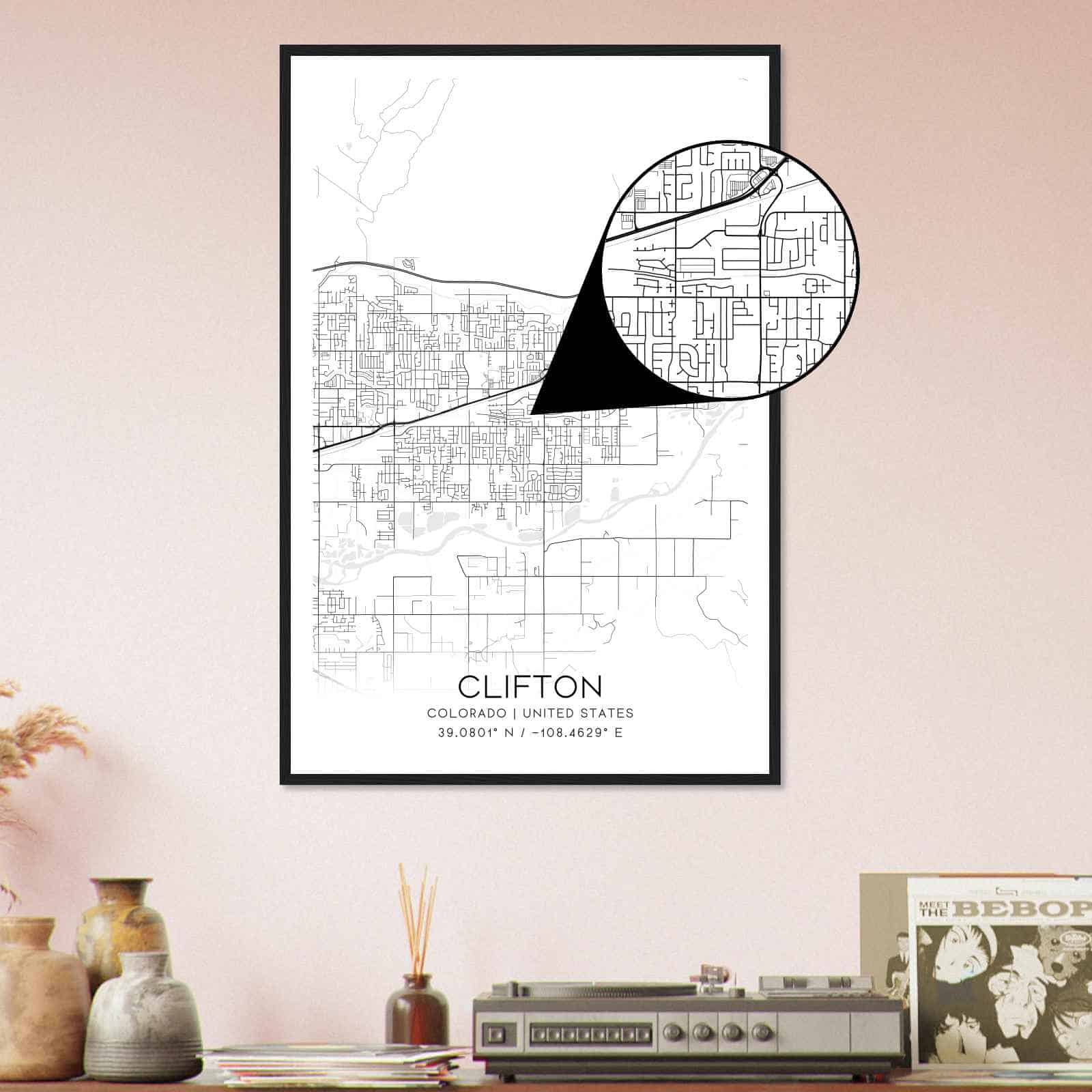 Deerfield Kansas Map Poster, Modern Home Decor Wall Art Print (Copy)